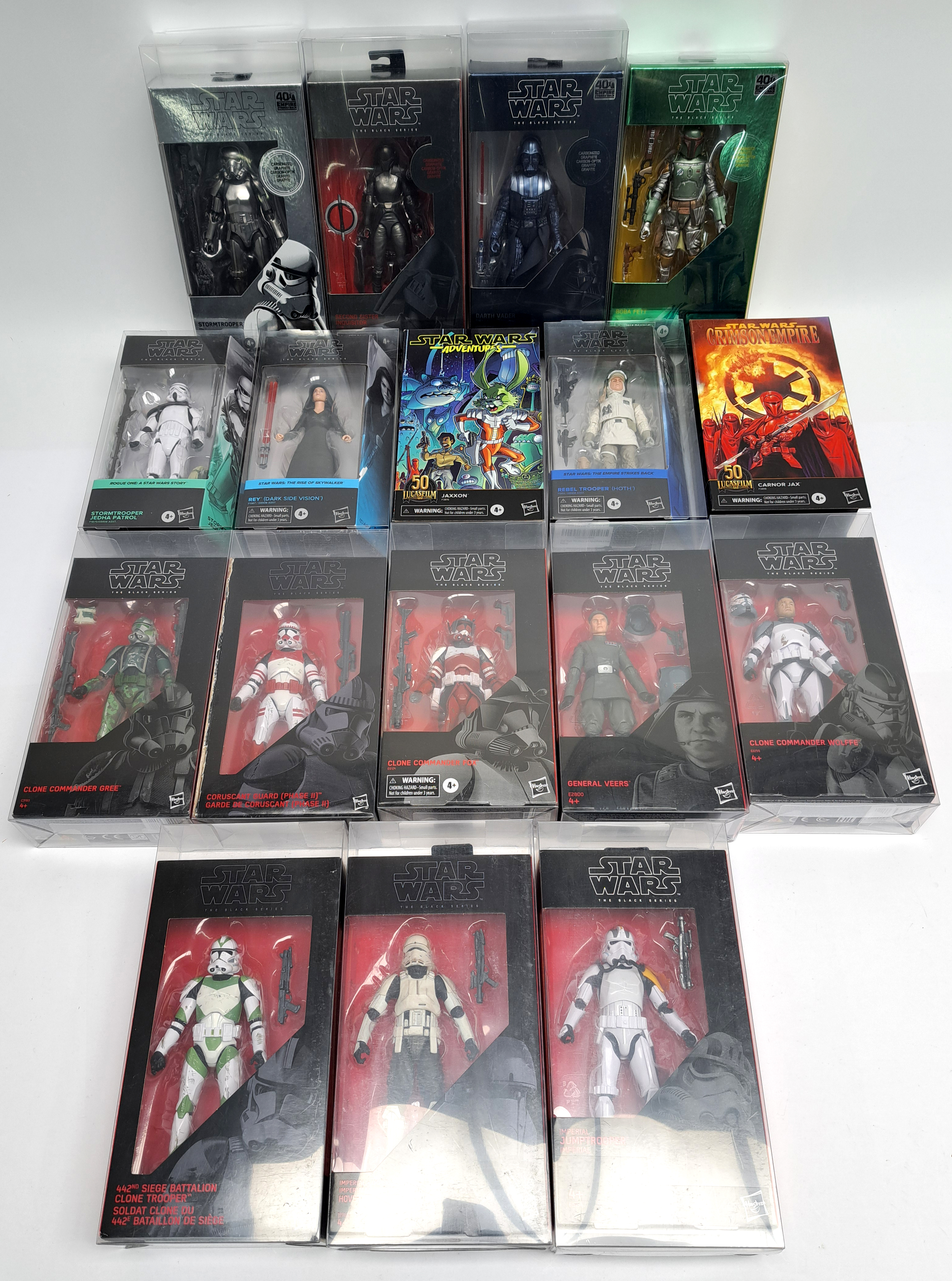 Hasbro Star Wars Black Series 6 inch Carbonized Darth Vader, Stormtrooper in mixed lot. Near mint...