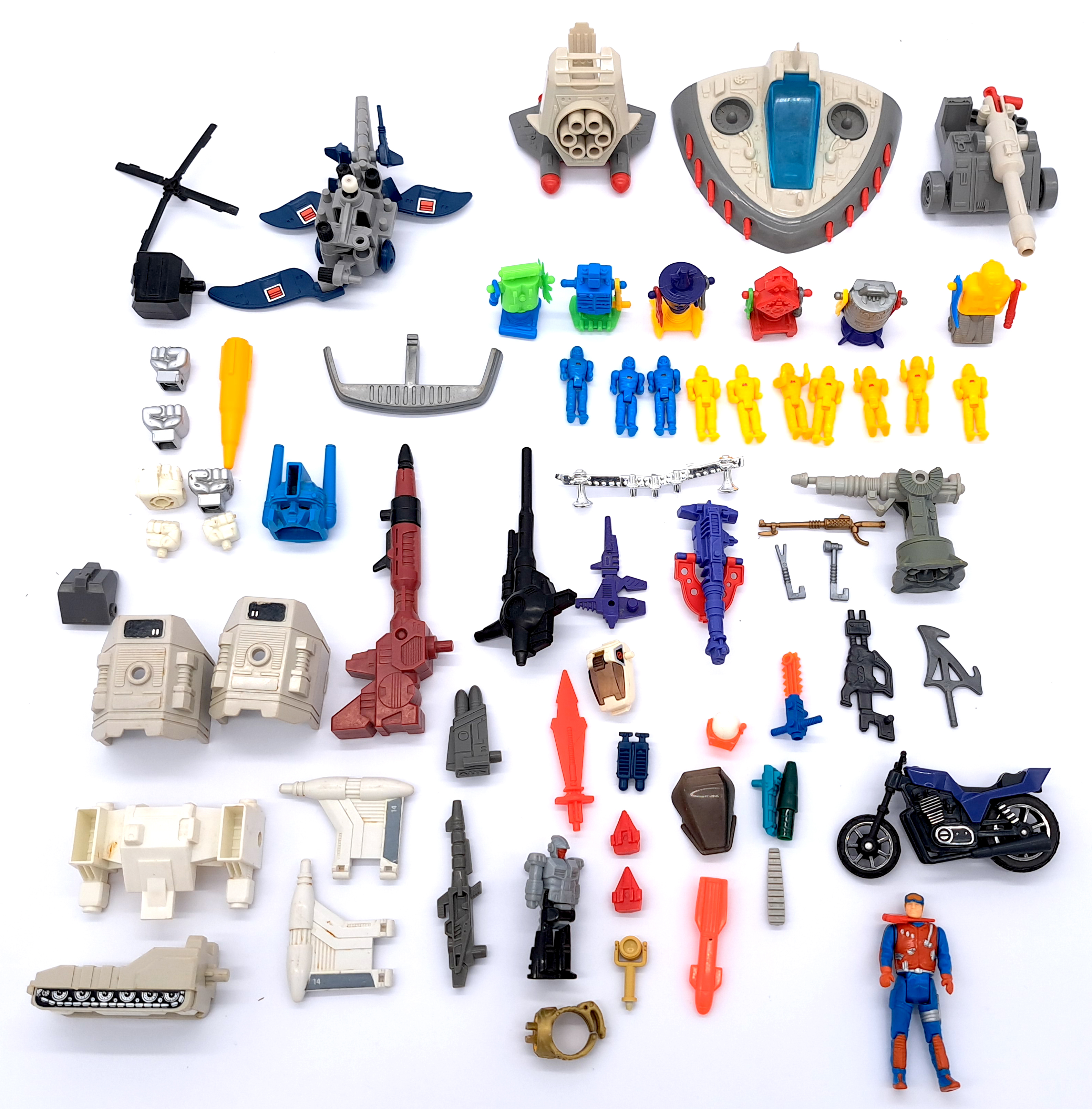 small quantity of action figure parts & accessories