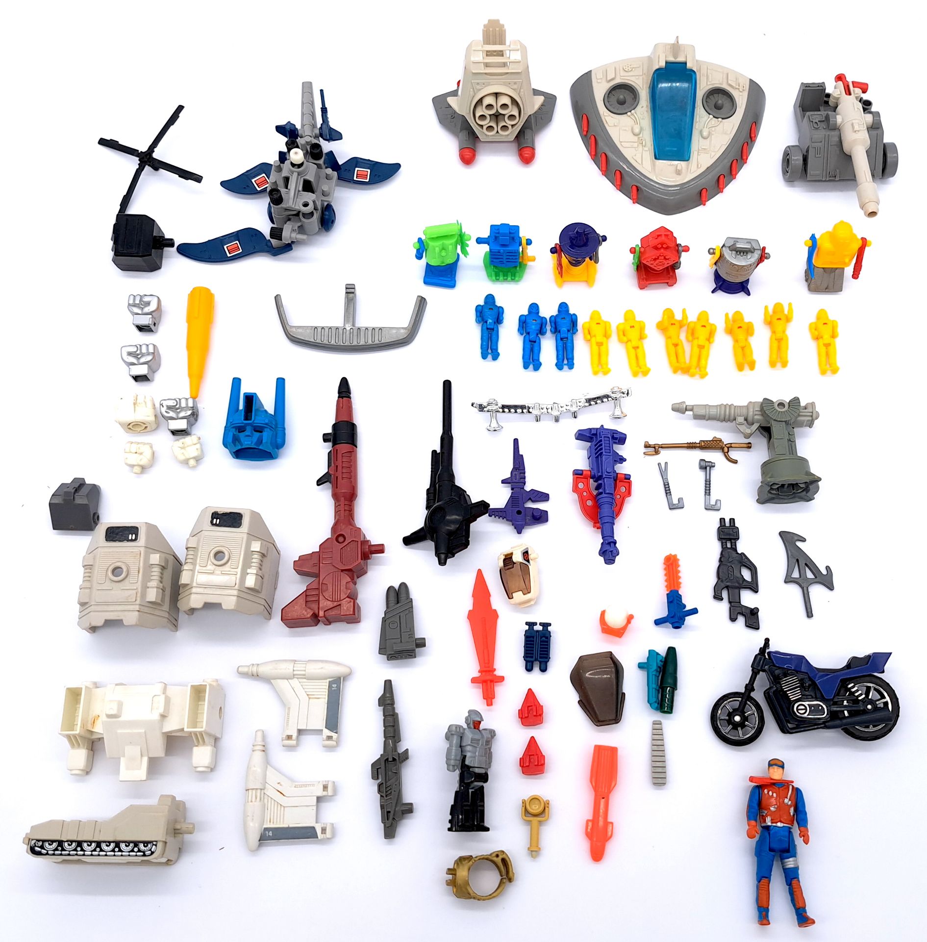 small quantity of action figure parts & accessories