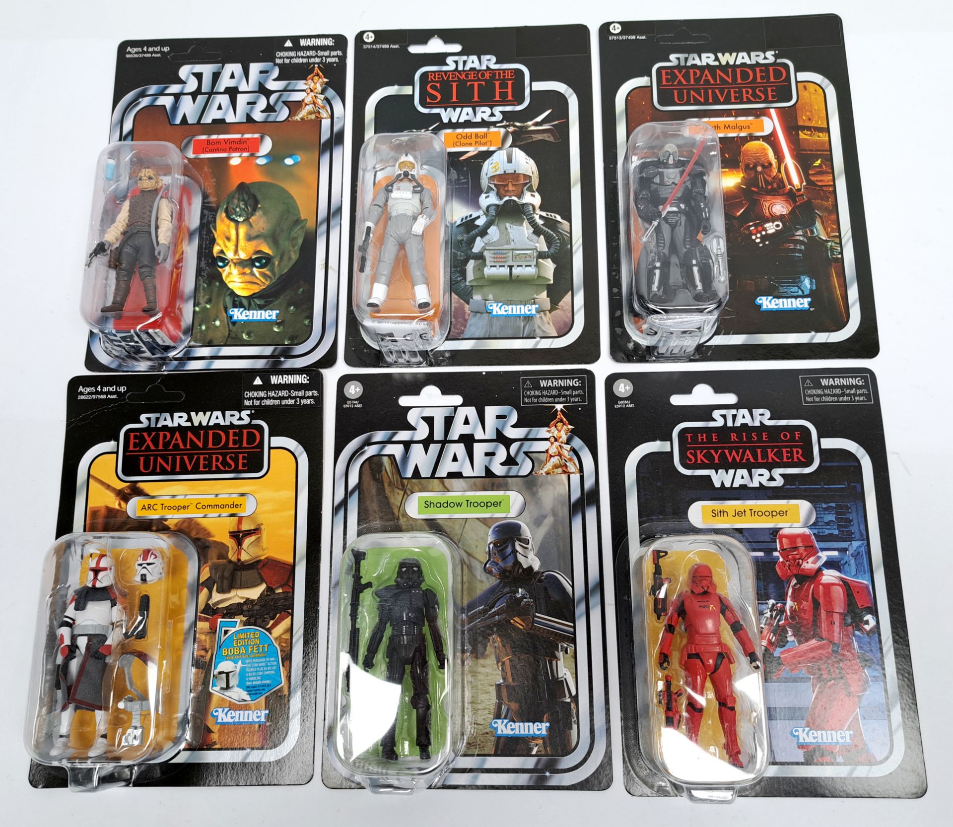 Hasbro Star Wars Vintage Collection Arc Trooper Commander, Darth Malgus, in mixed lot. Near mint ...