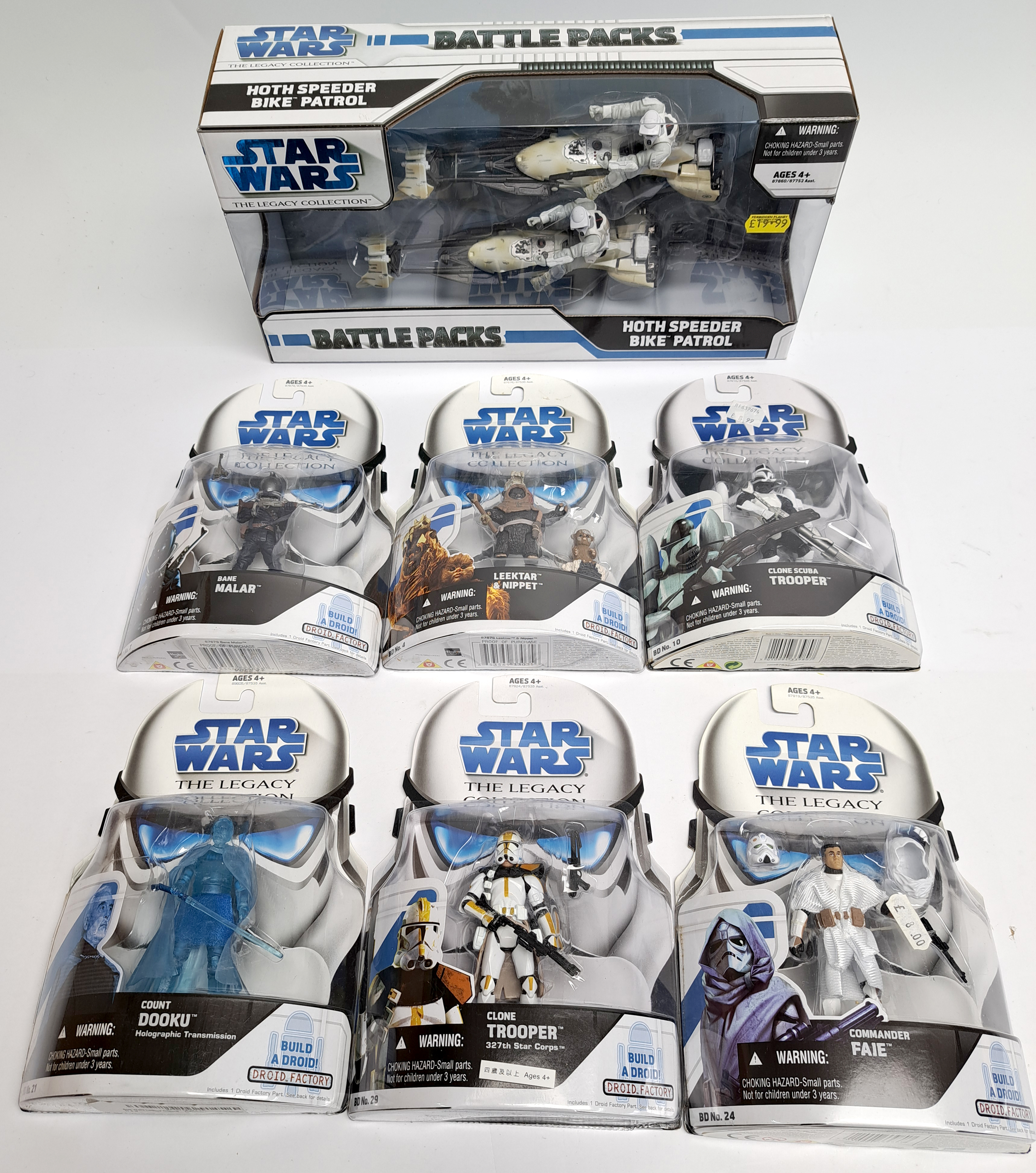 Hasbro Star Wars Legacy Collection Hoth Speeder Bike Patrol Battle Pack, Bane Malar in mixed lot....