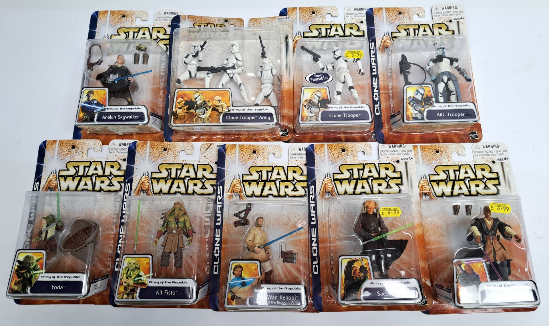 Hasbro Star Wars Clone Wars Army of the Republic Anakin Skywalker, Kit Fisto, Yoda in sealed simi...