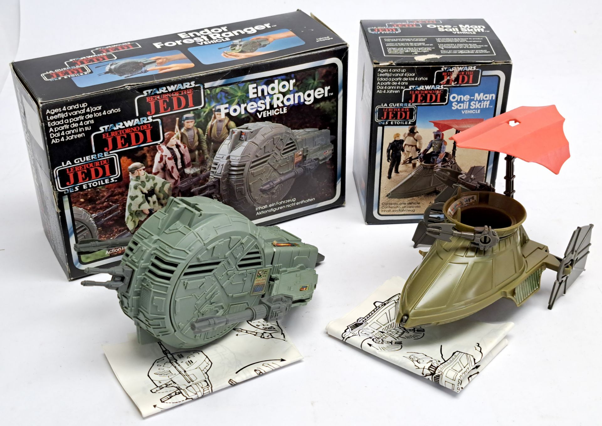 Palitoy Kenner Star Wars Return of the Jedi Tri-Logo vintage Mini-Rig vehicles x 2: (1) Endor...