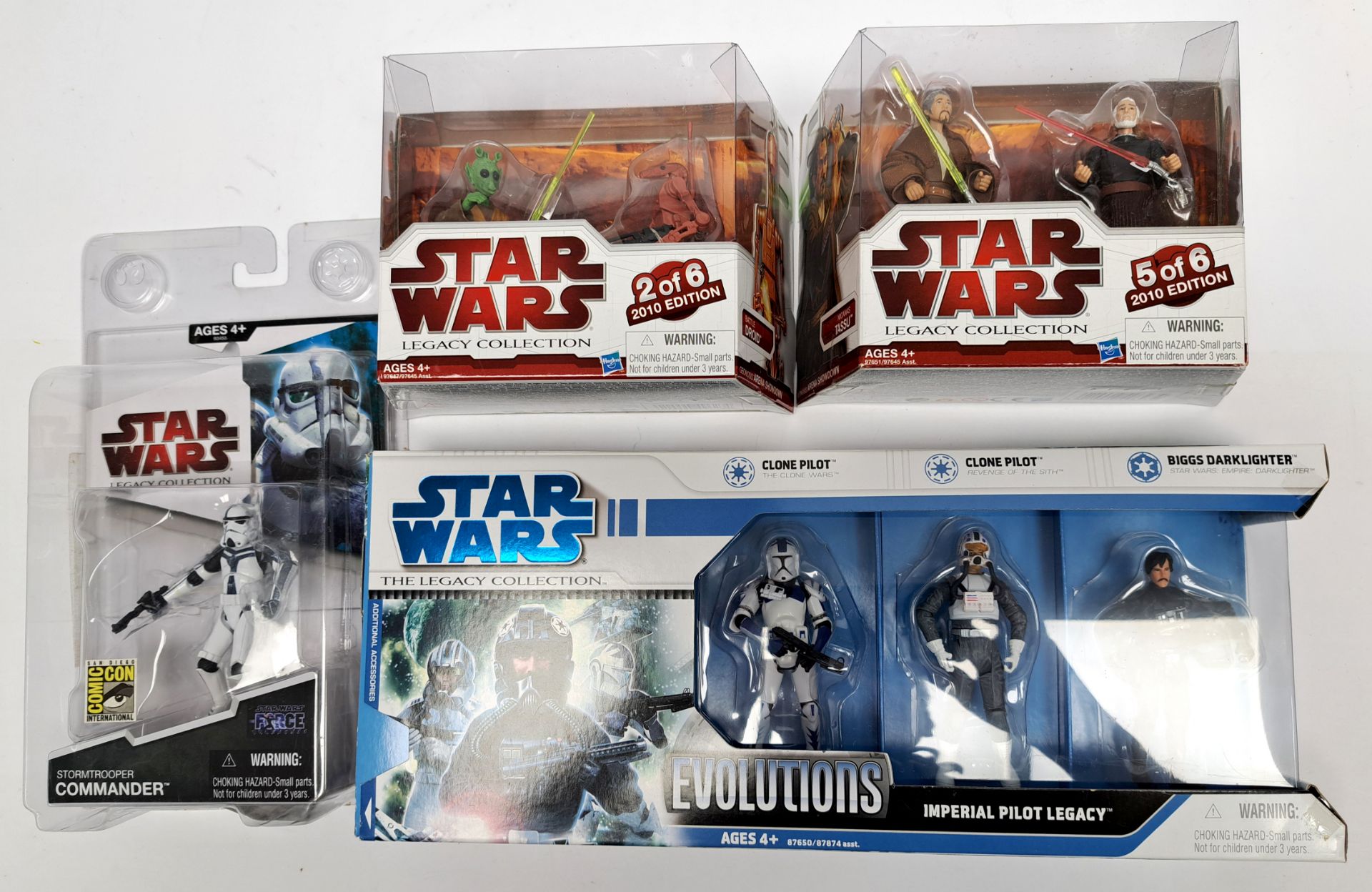 Hasbro Star Wars Legacy Collection Imperial Pilot Evolutions, Stormtrooper Commander in mixed lot...