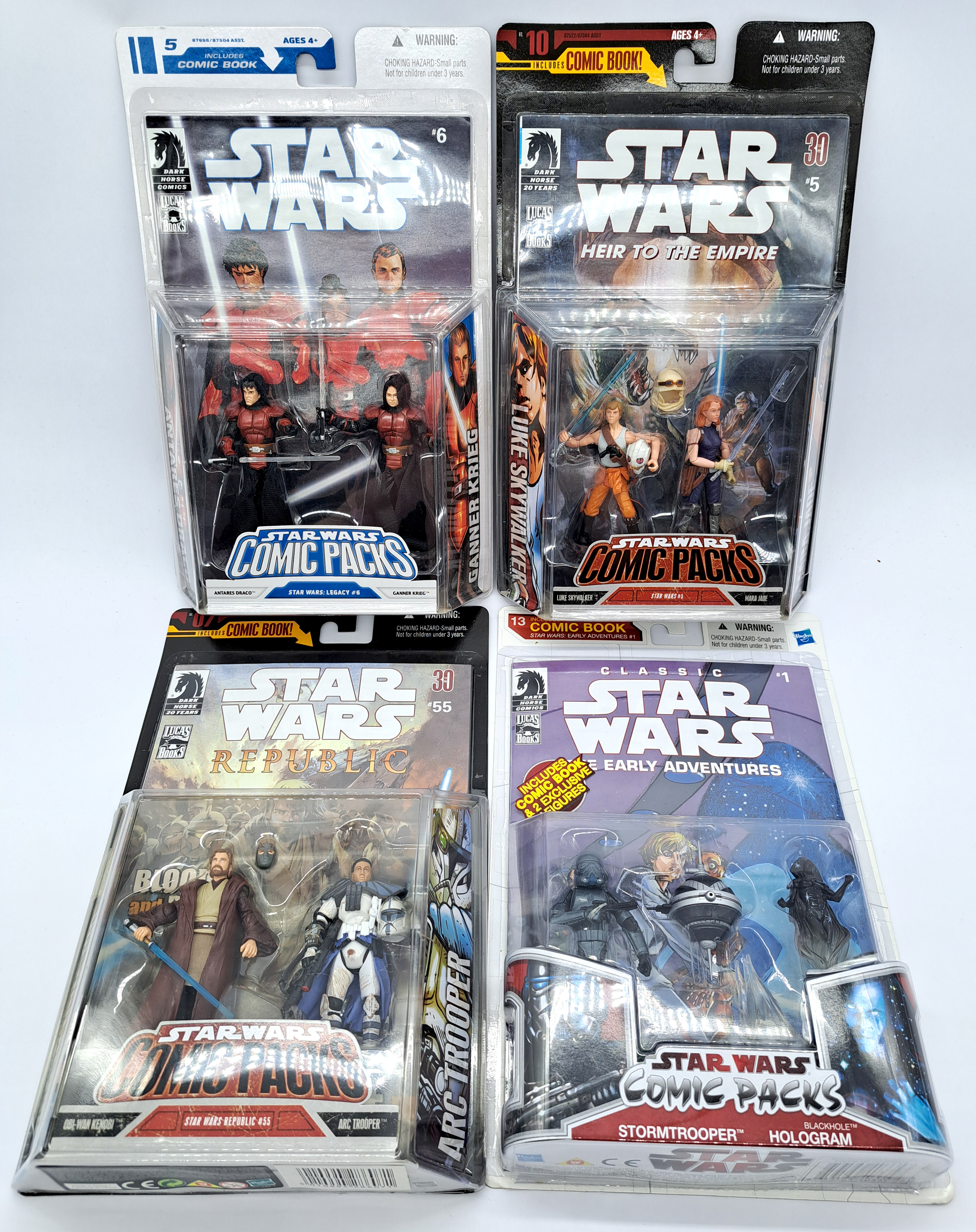 Hasbro Star Wars Comic packs x4 Stormtrooper & Black Hole Hologram, Luke Skywalker, Mara Jade etc...