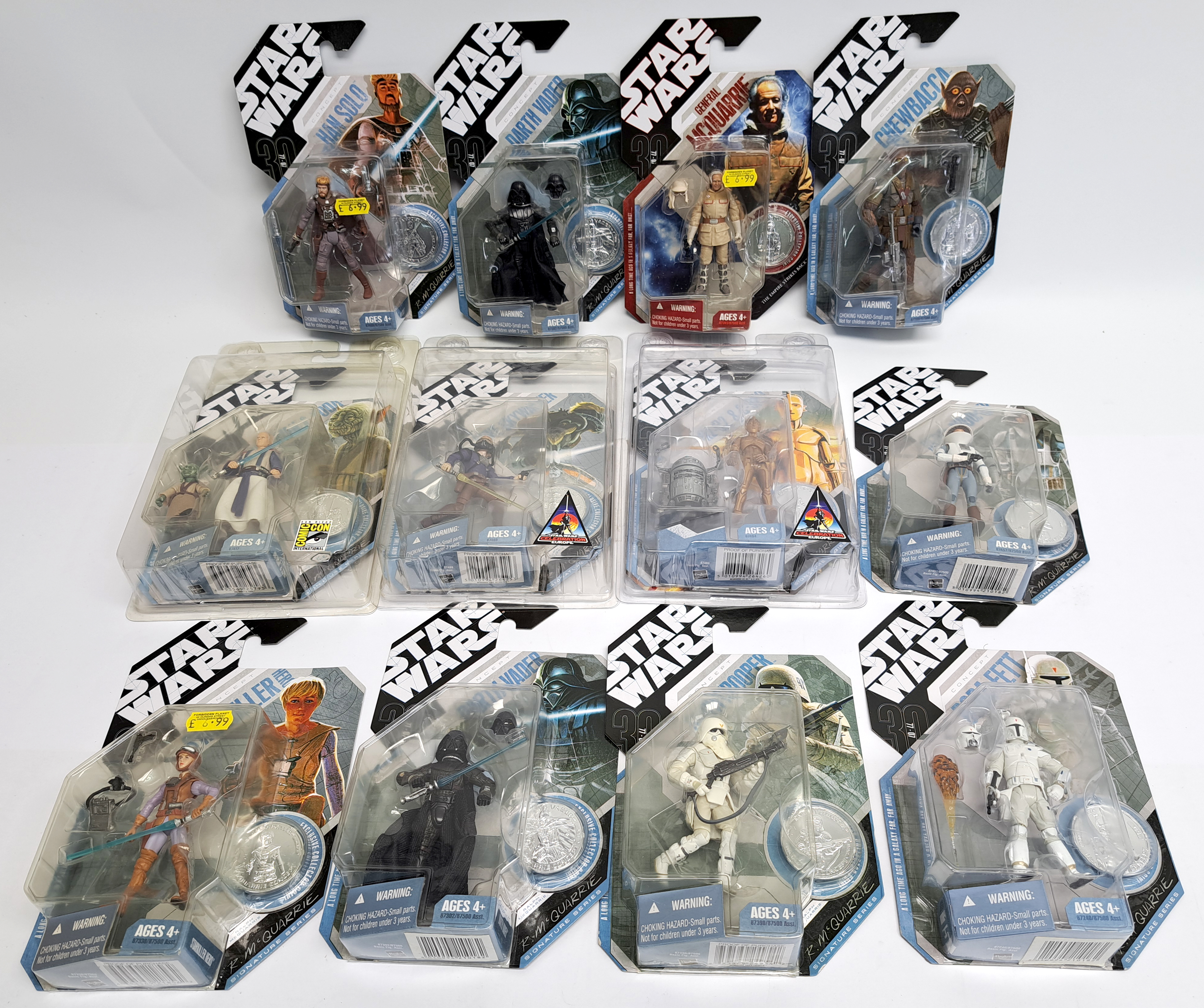 Hasbro Star Wars 30th Anniversary McQuarrie Concept figures mixed lot, excellent to near mint