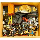 quantity of loose wrestling figures, rings & accessories