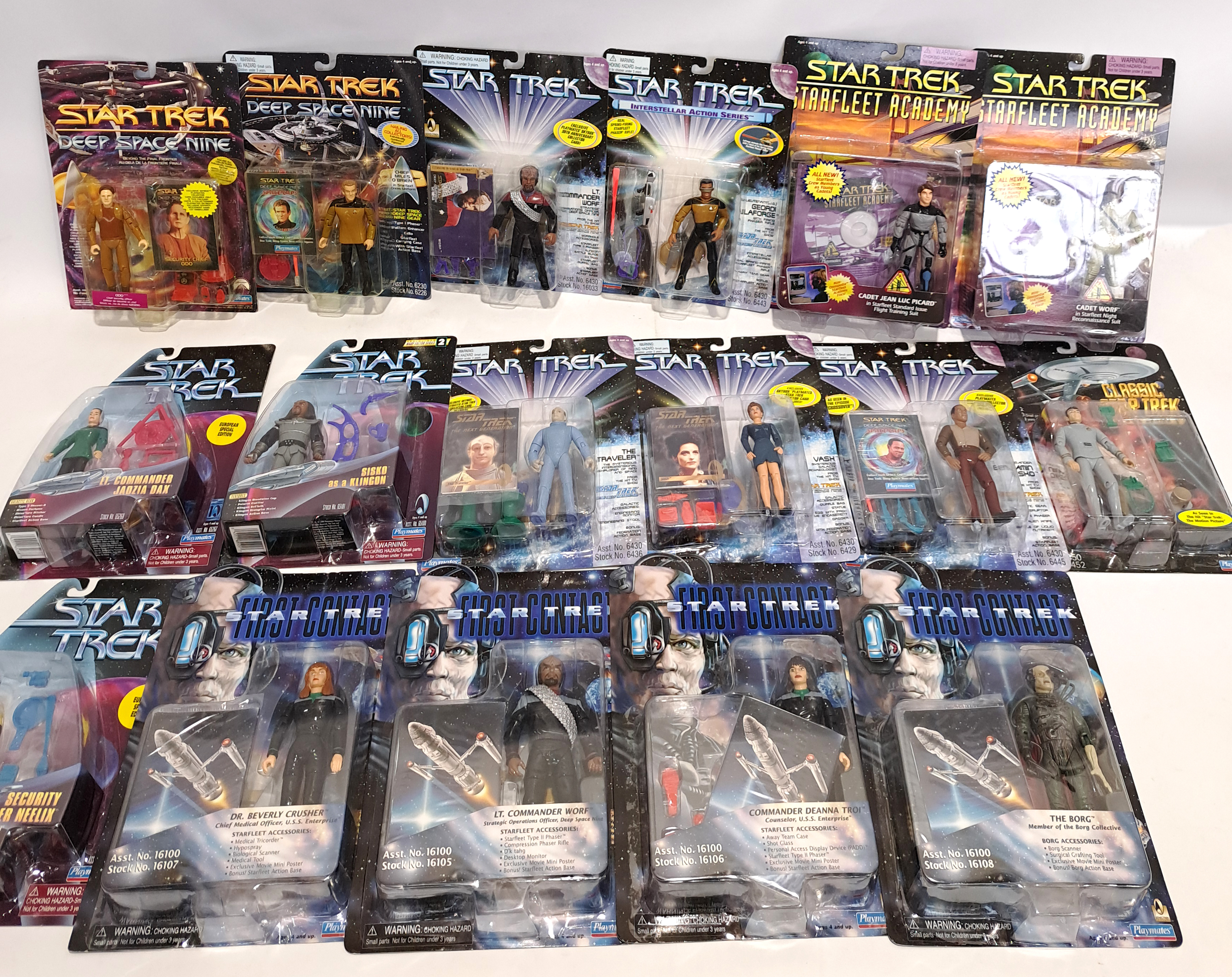 Quantity of Playmates Star Trek Carded Action Figures