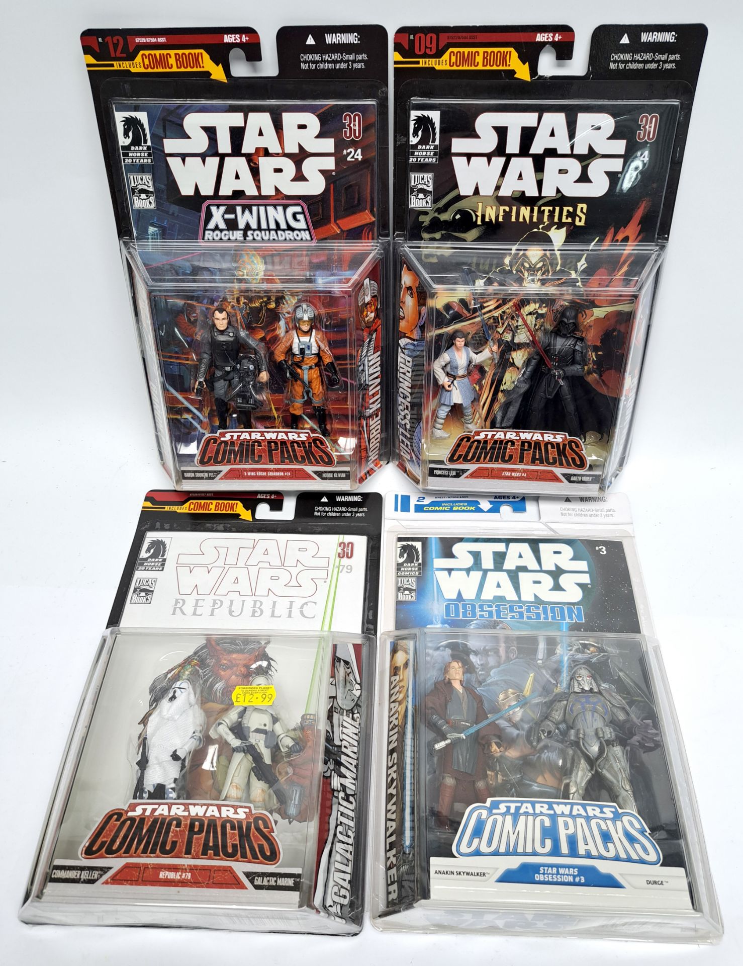 Hasbro Star Wars Comic packs x4 Anakin Skywalker, Durge, Baron Fel etc. Near mint to mint