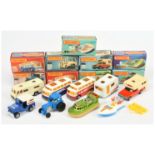 Matchbox Superfast Group Of 9 To Include - 31 Caravan - white and yellow, 46 Ford Tractor with Ha...