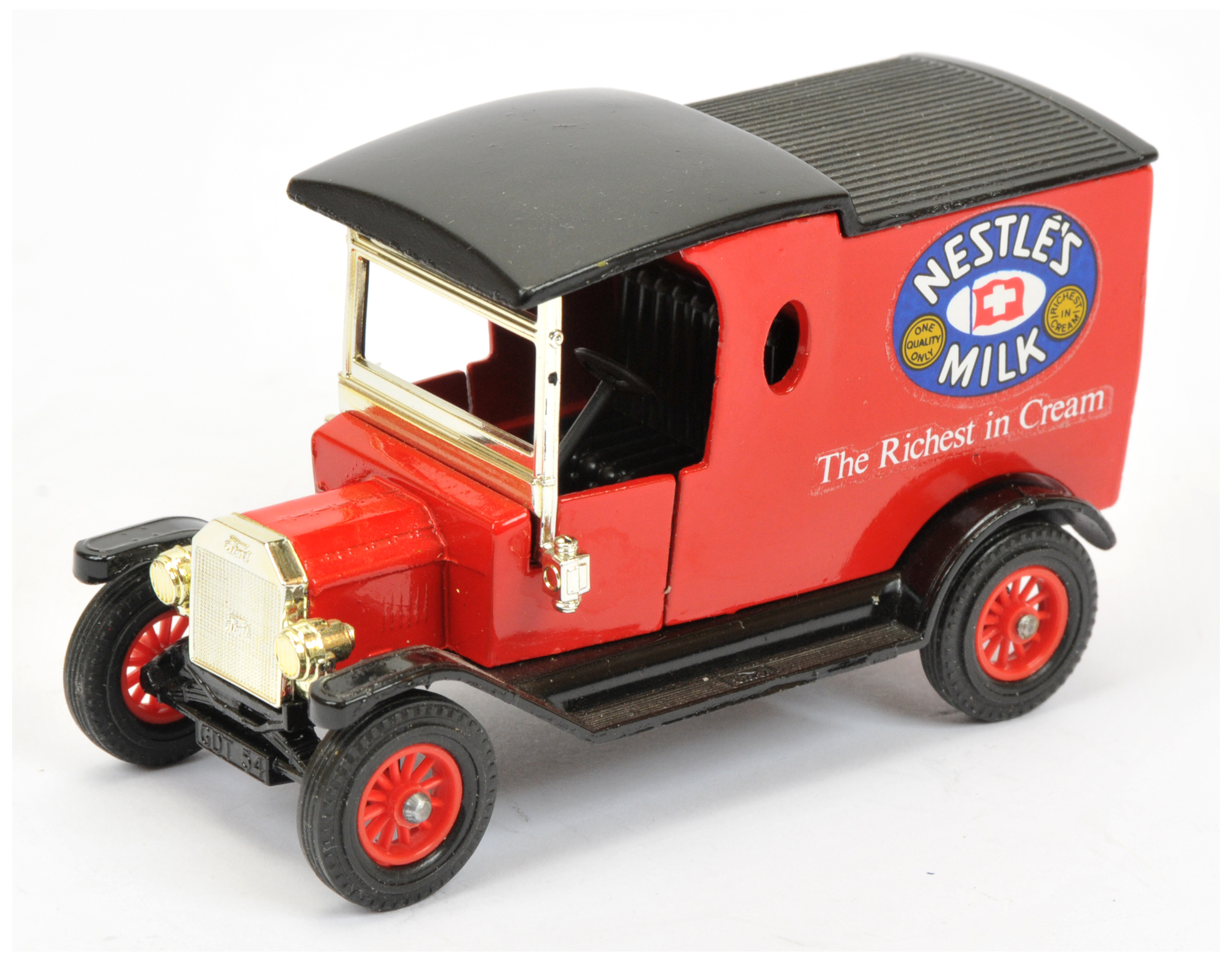 Matchbox Models of Yesteryear Y12 Ford Model T Van - "Nestles Milk" colour trial - red body, blac...