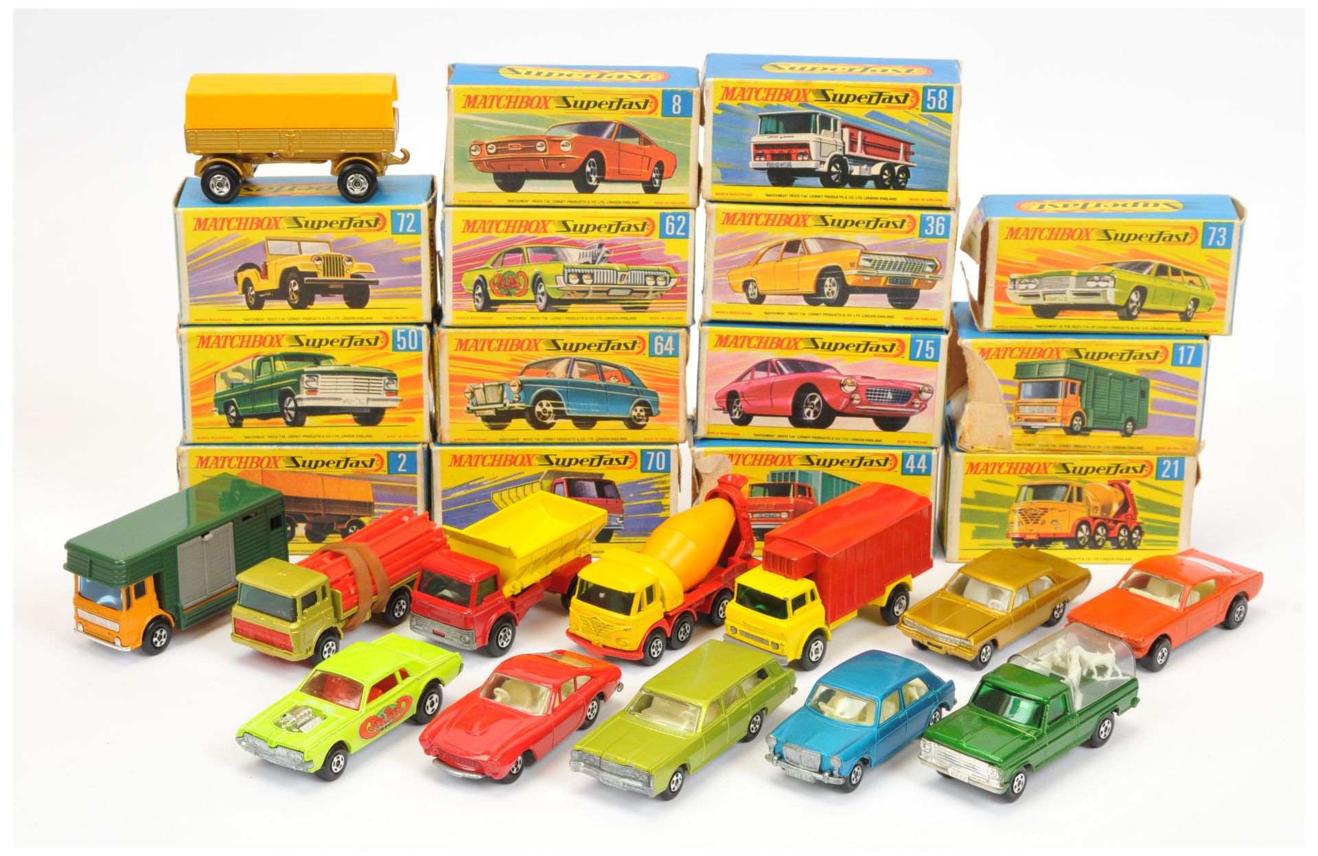 Matchbox Superfast  Group Of 13 To Include  - 21a Foden Concrete Mixer - yellow and red, 75a Ferr...
