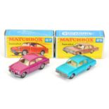 Matchbox Superfast pair (1) 25a Ford Cortina GT - metallic blue body, clear windows, ivory interi...