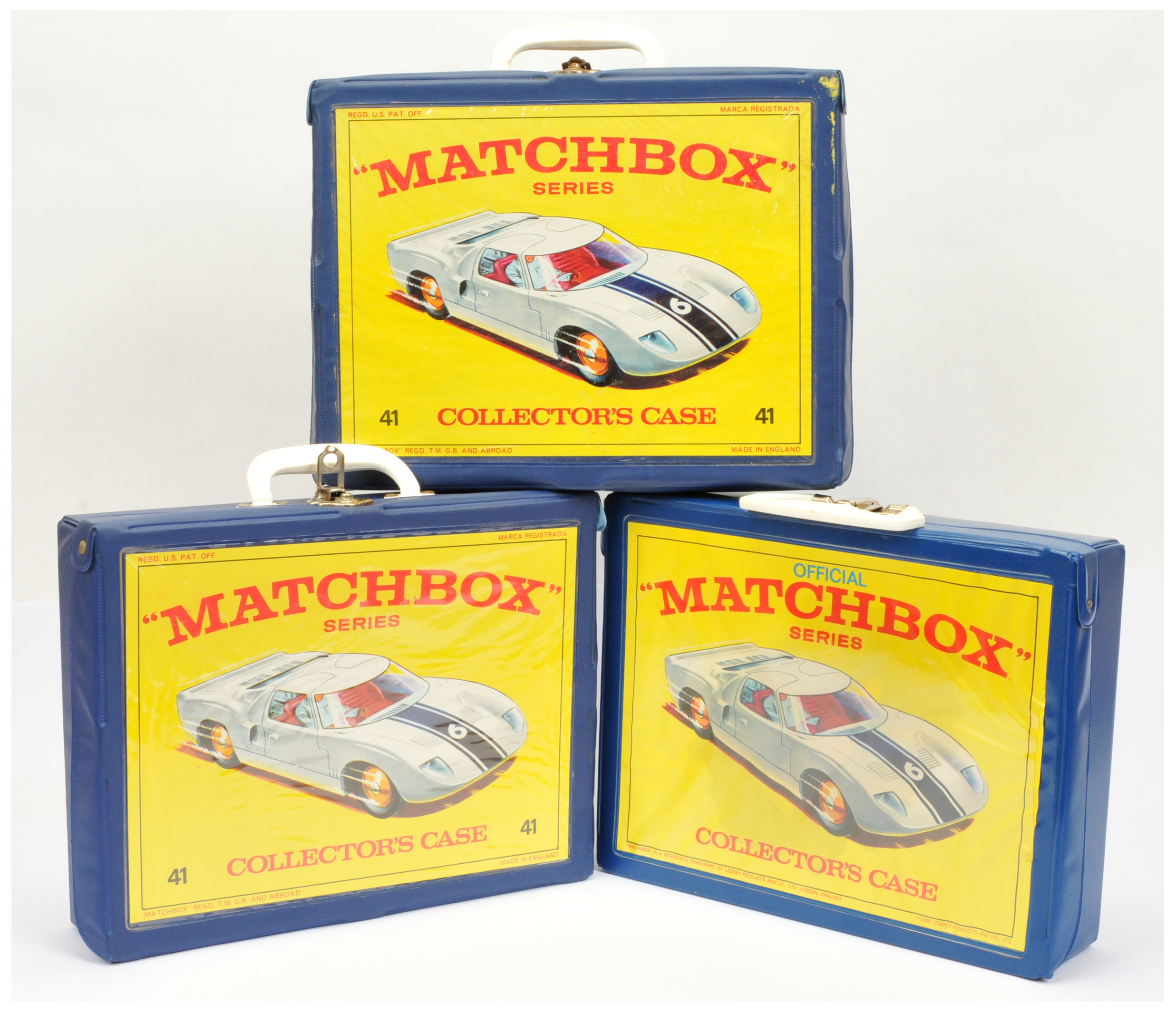 Matchbox Carry Cases Group Of 3 - Blue case with All Showing 41c Ford GT On Front - each contains...