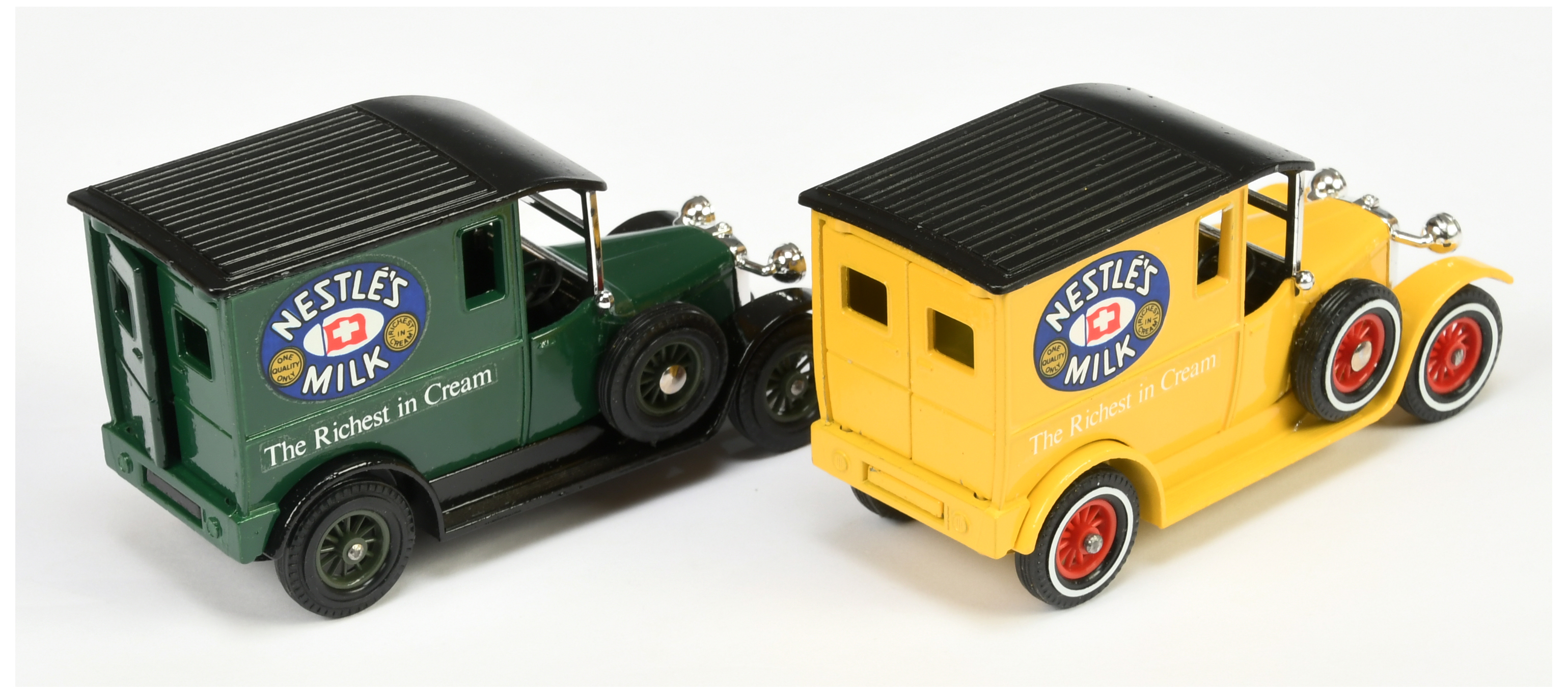Matchbox Models of Yesteryear Y5 1927 Talbot Van "Nestles Milk" colour trial pair (1) dark green ... - Image 2 of 2