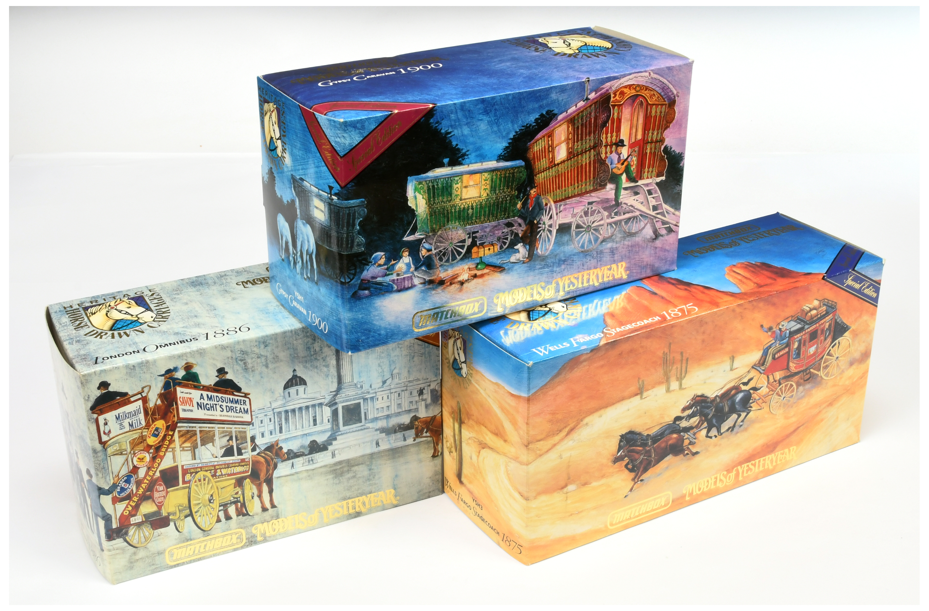 Matchbox Models of Yesteryear "Heritage Horsedrawn Carriages" (1) YSH1 Gypsy Caravan 1900; (2) YS...