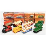 Matchbox Superfast Group Of 8 To Include - 25 Flat Car with Container, 47 Pannier Locomotive - Gr...