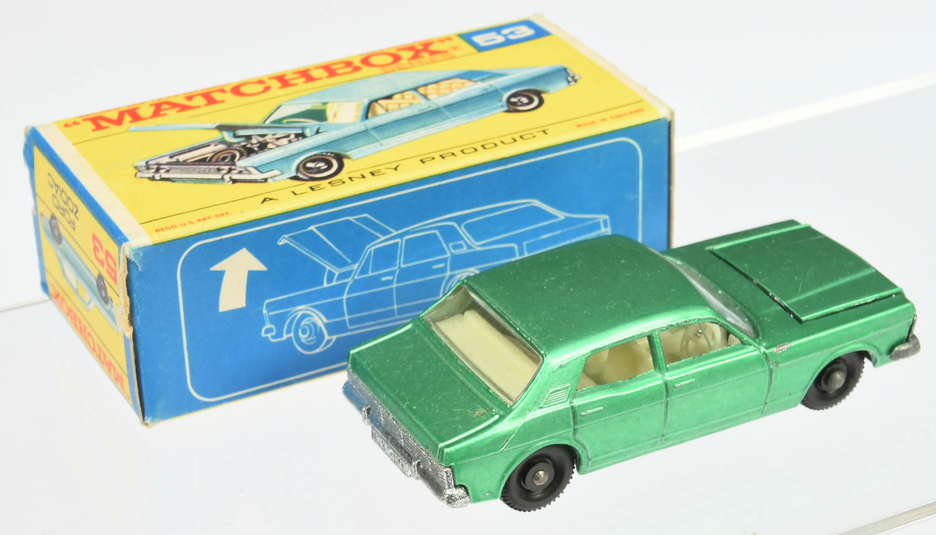 Matchbox Regular Wheels group (1) 8e Ford Mustang - white - box has tape removal mark (2) 53c For... - Image 3 of 4