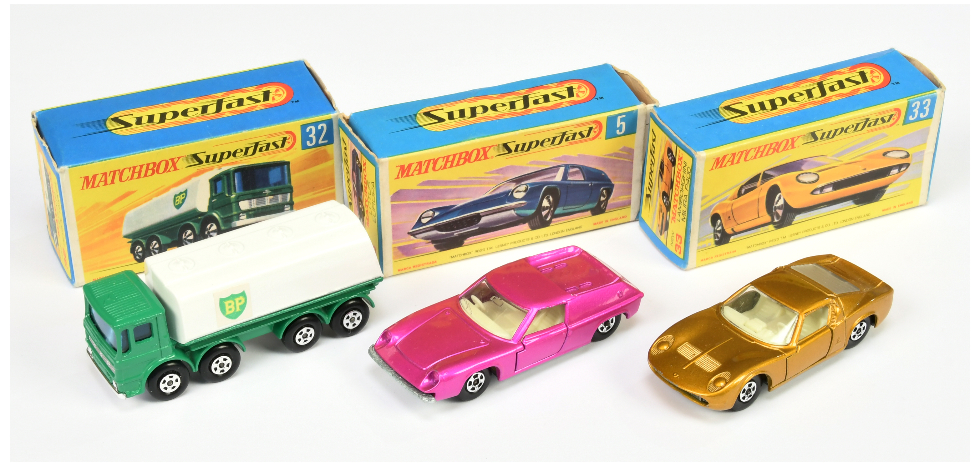 Matchbox Superfast group (1) 5a Lotus Europa - metallic candy pink body with low arches, solid 5-...