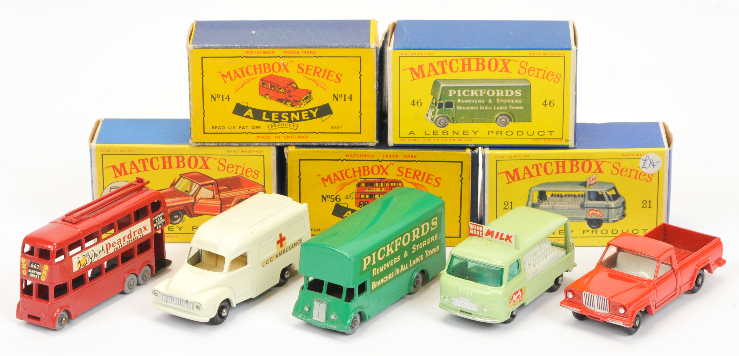 Matchbox Regular Wheels group (1) 14c Bedford Lomas Ambulance - silver trim to grille & headlamps...