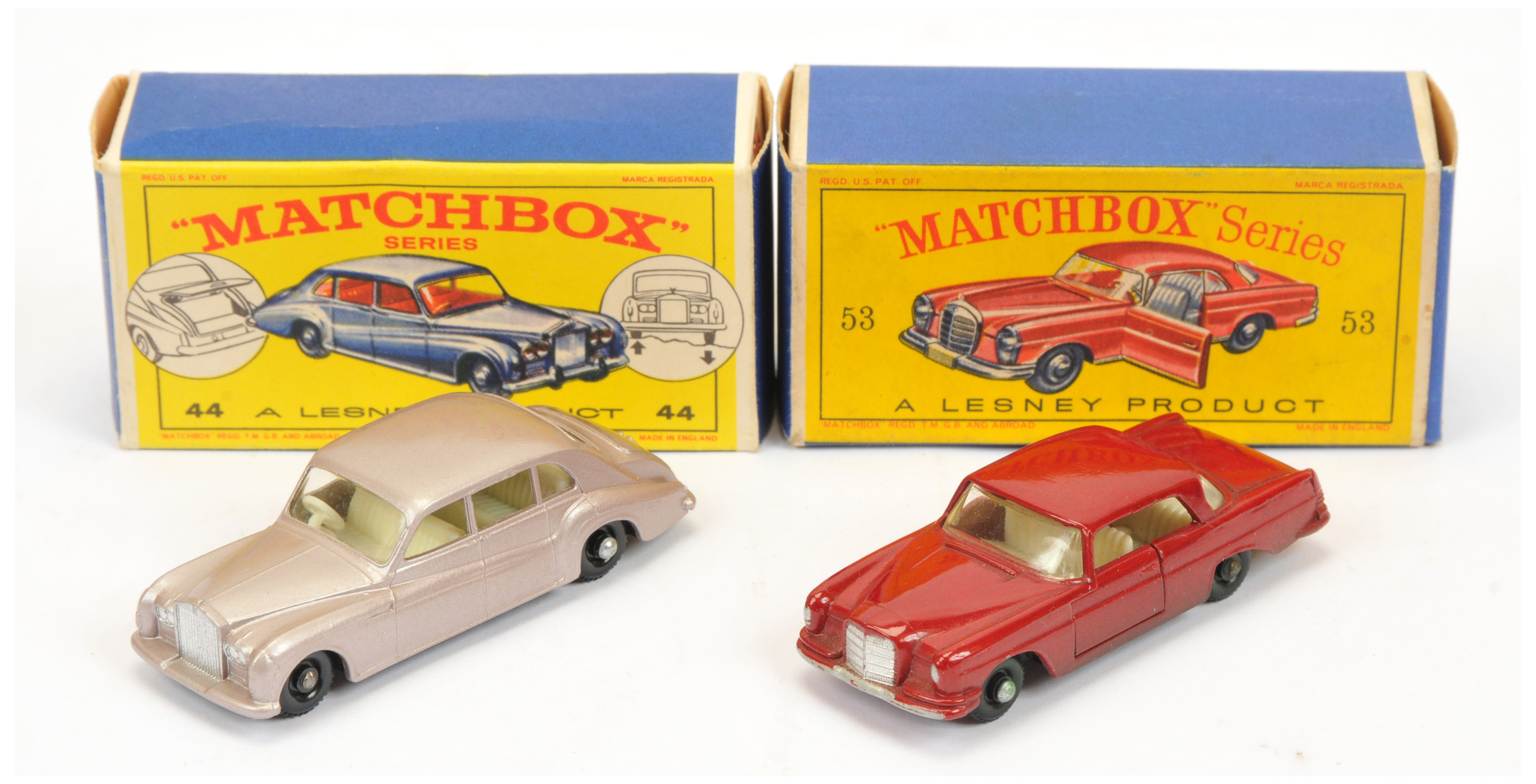 Matchbox Regular Wheels pair of Mid 1960's Issue Cars (1) 44b Rolls Royce Phantom V - type A base...