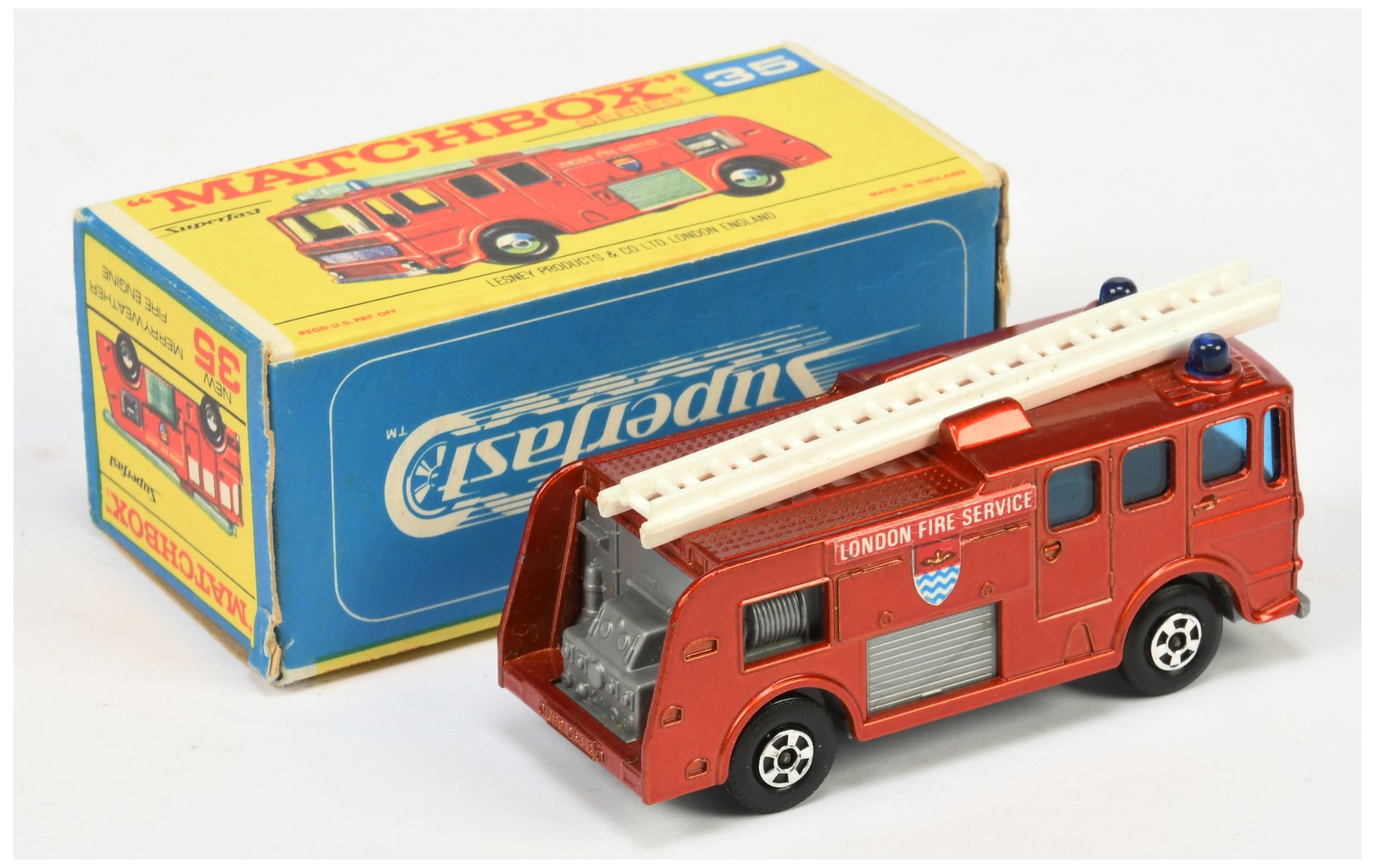 Matchbox Superfast 35a Merryweather Marquis Fire Engine - metallic red body, blue windows and roo... - Image 2 of 2