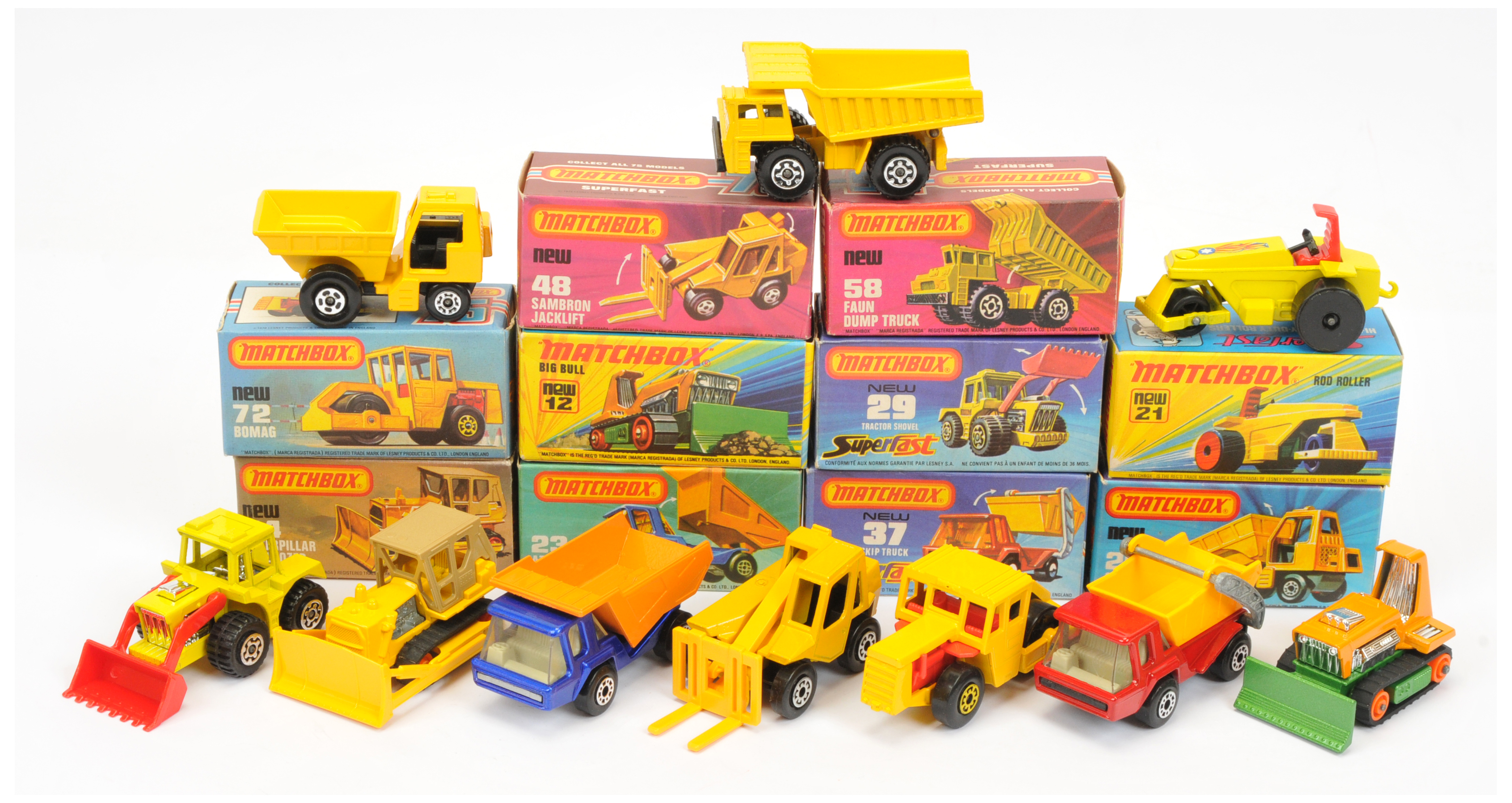 Matchbox Superfast Group Of Construction Related 10  To Include - 26 Site Dumper - Yellow, 29 Tra...