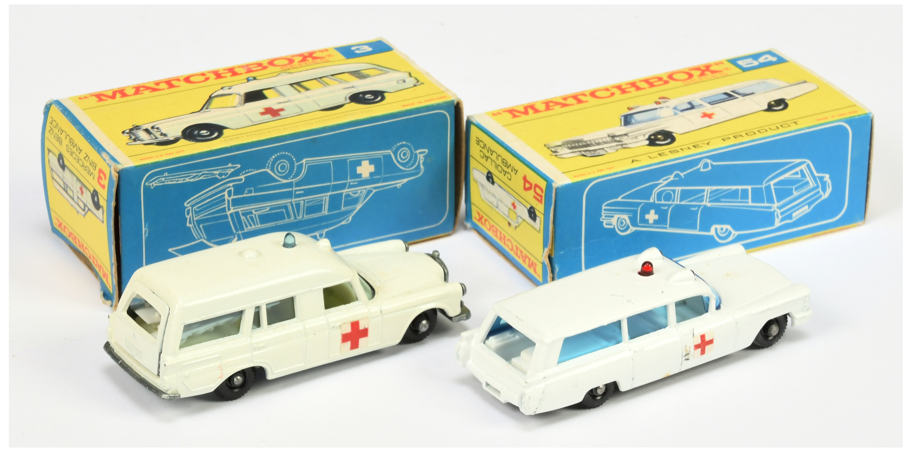 Matchbox Regular Wheels pair (1) 3c Mercedes "Ambulance" - off white, with patient on stretcher, ... - Image 2 of 2