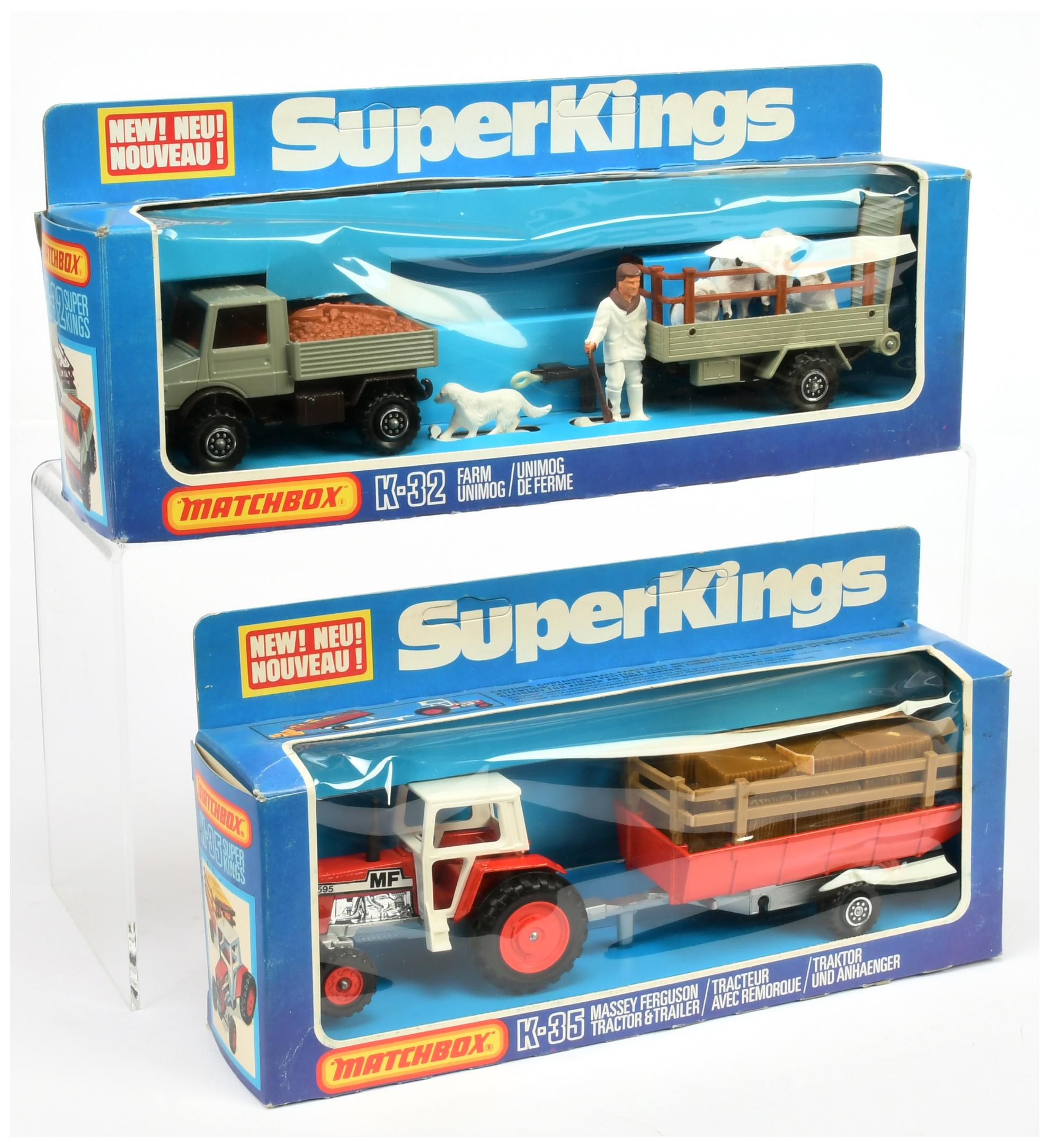 Matchbox Superkings  A Pair To Include (1) K32 Mercedes Unimog and farm trailer - Grey, black wit...