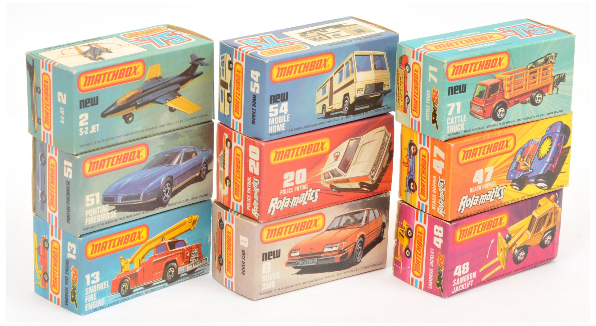 Matchbox Superfast A Group Of 9 Empty boxes To Include - 54d mobile Home, 71c Cattle Truck  plus ... - Bild 2 aus 2