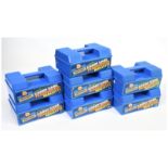 Matchbox Superfast Carry Cases Group Of 7 later issues - all hard plastic blue cases with each co...