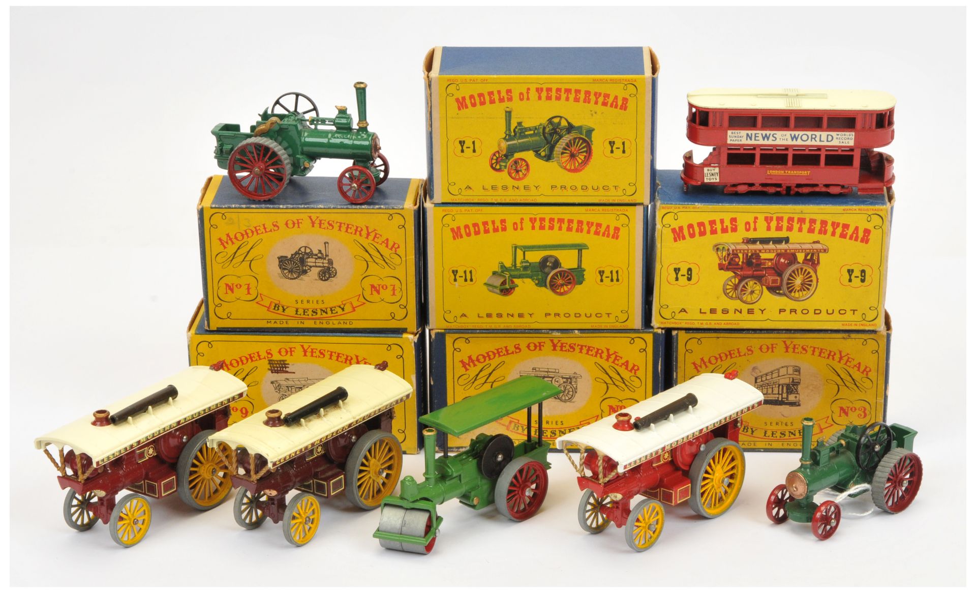 Matchbox Models Of Yesteryear Group 7 To Include - Y1 Allchin Traction engine - Green, 3 X Y9 Fow...