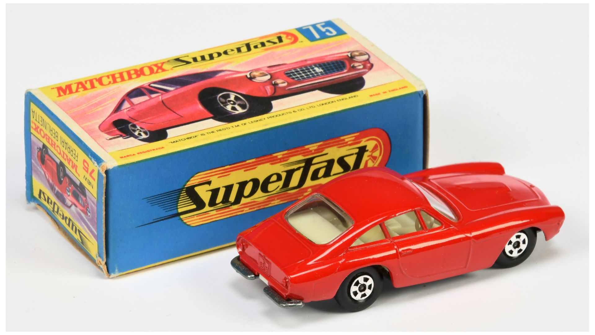 Matchbox Superfast 75a Ferrari Berlinetta - red body without silver trim, bare metal base, solid ... - Bild 2 aus 2