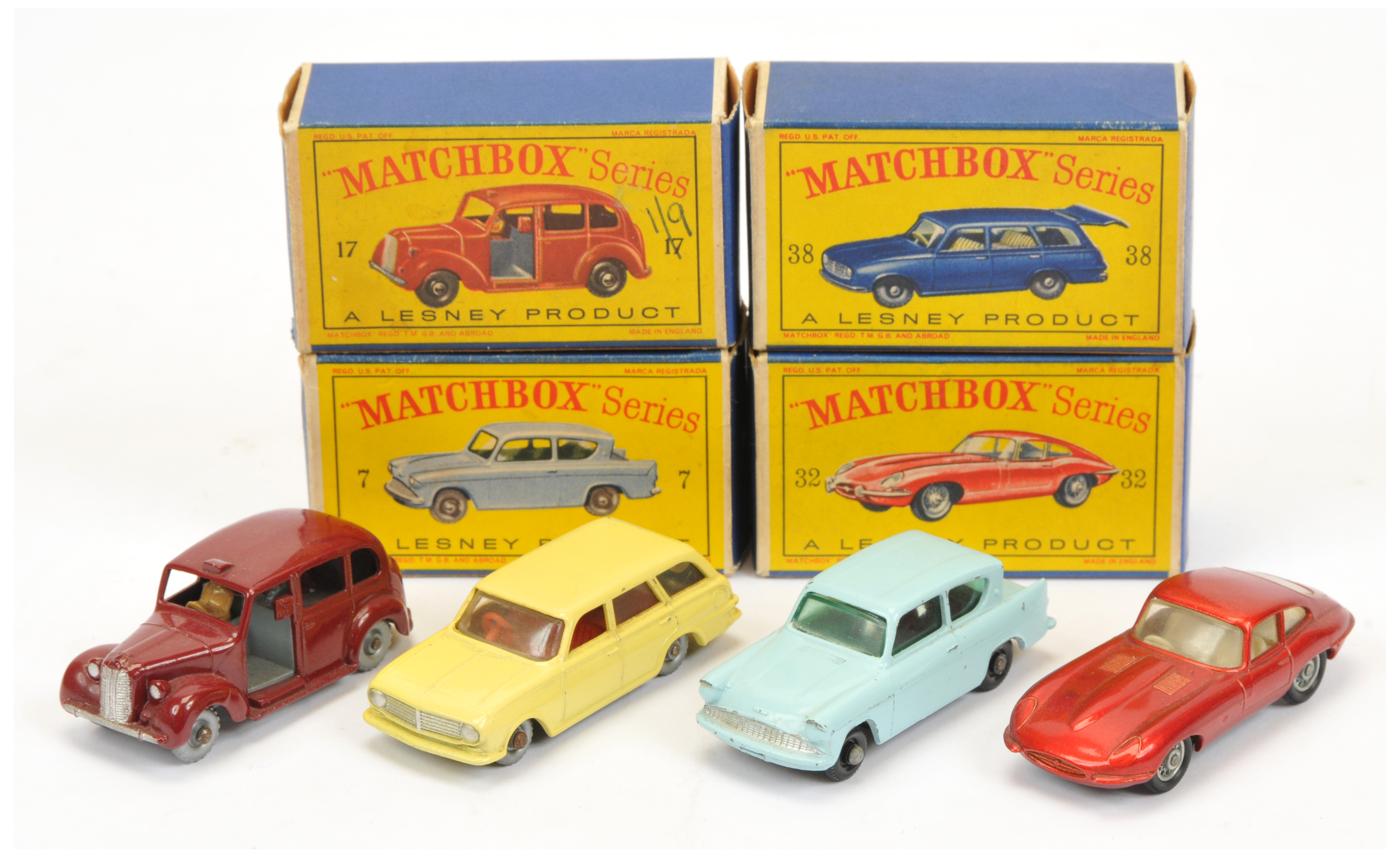 Matchbox Regular Wheels group (1) No.7b Ford Anglia - light blue body, pale green windows, black ...