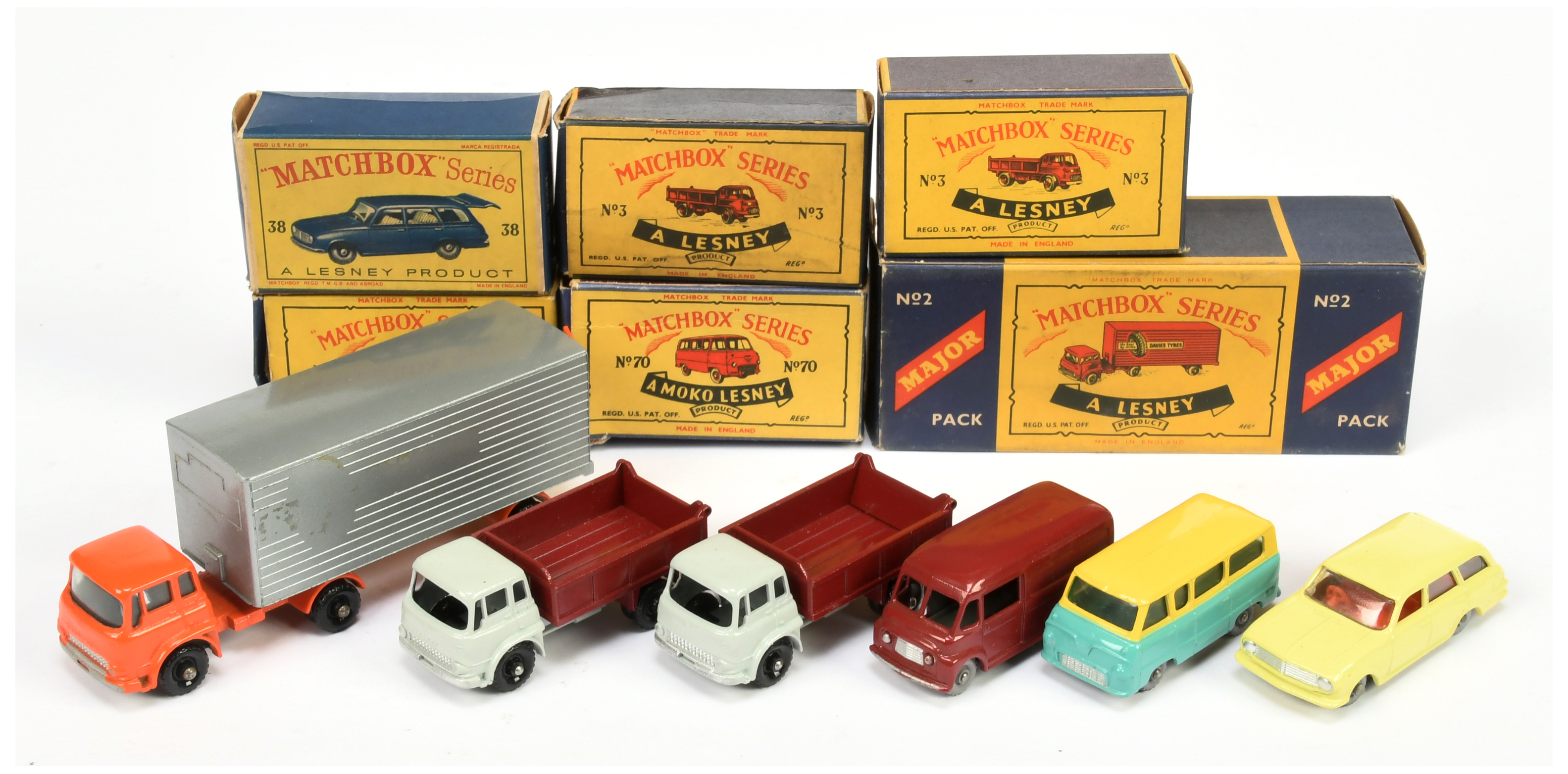 Matchbox Regular Wheels Group To Include 3b Bedford Tk Truck, 38b Vauxhall Estate - yellow, plus ...