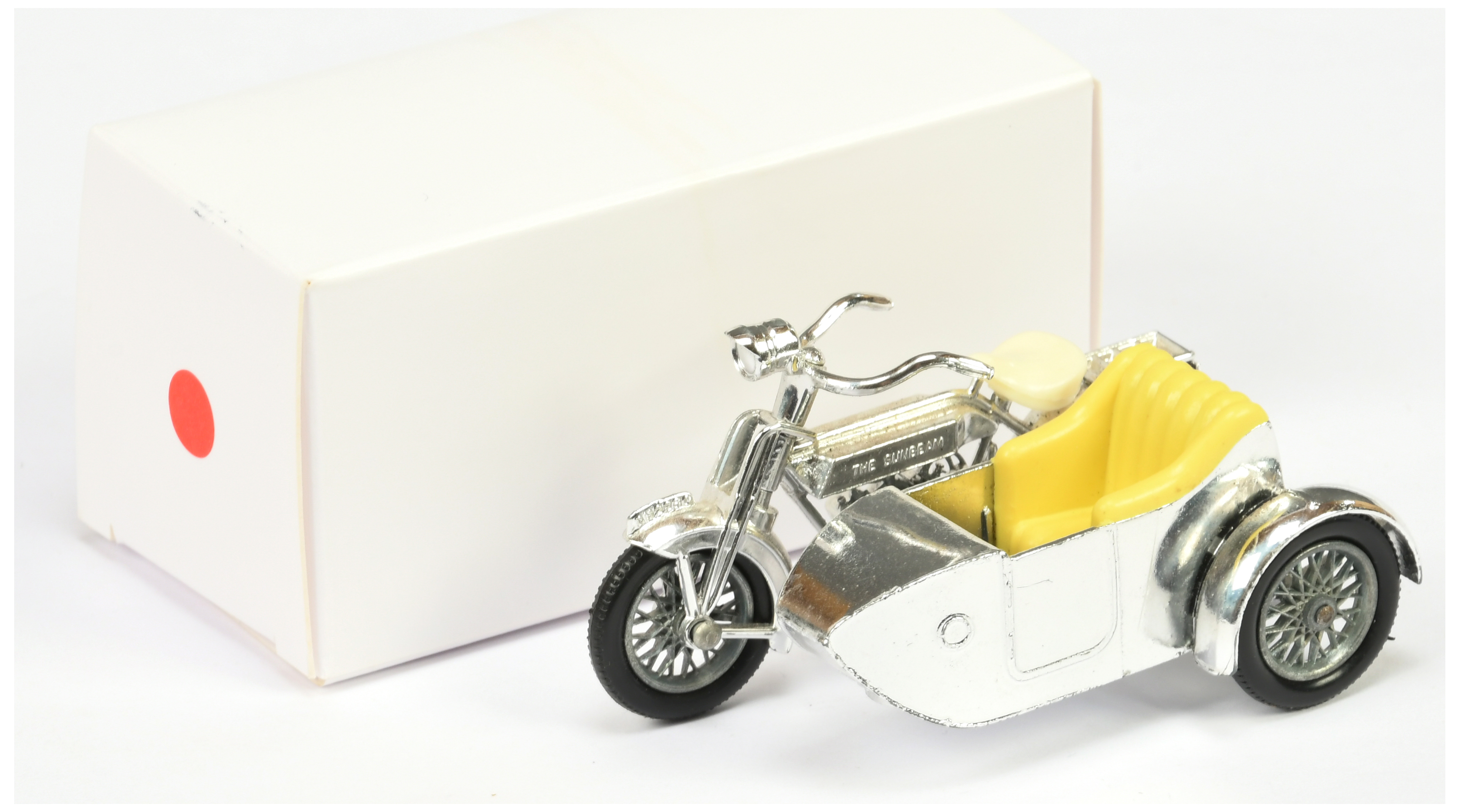 Matchbox Models of Yesteryear Y8 1914 Sunbeam Motorcycle and Milford Sidecar - chrome body with c...