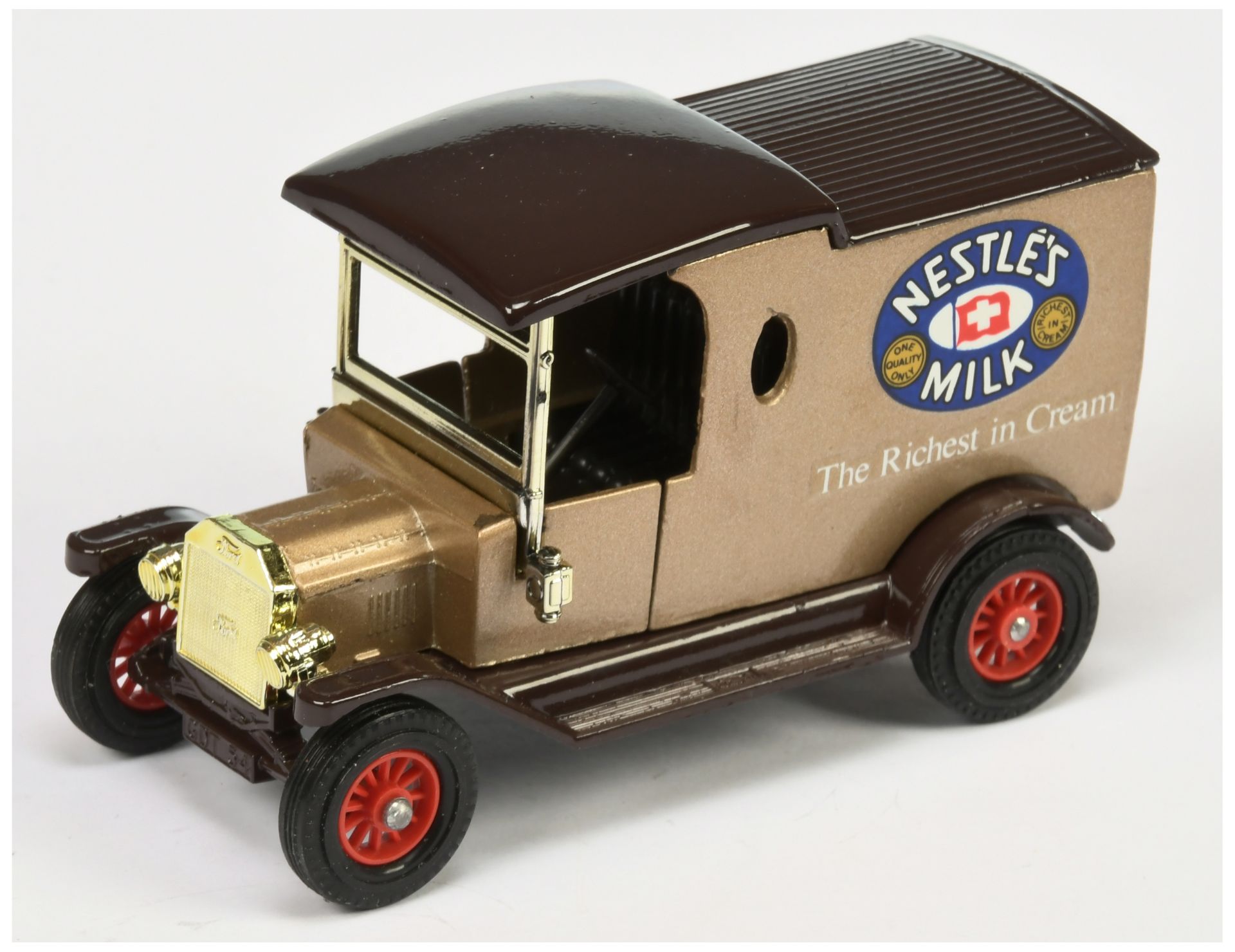 Matchbox Models of Yesteryear Y12 Ford Model T Van - "Nestles Milk" colour trial - gold body, dar...