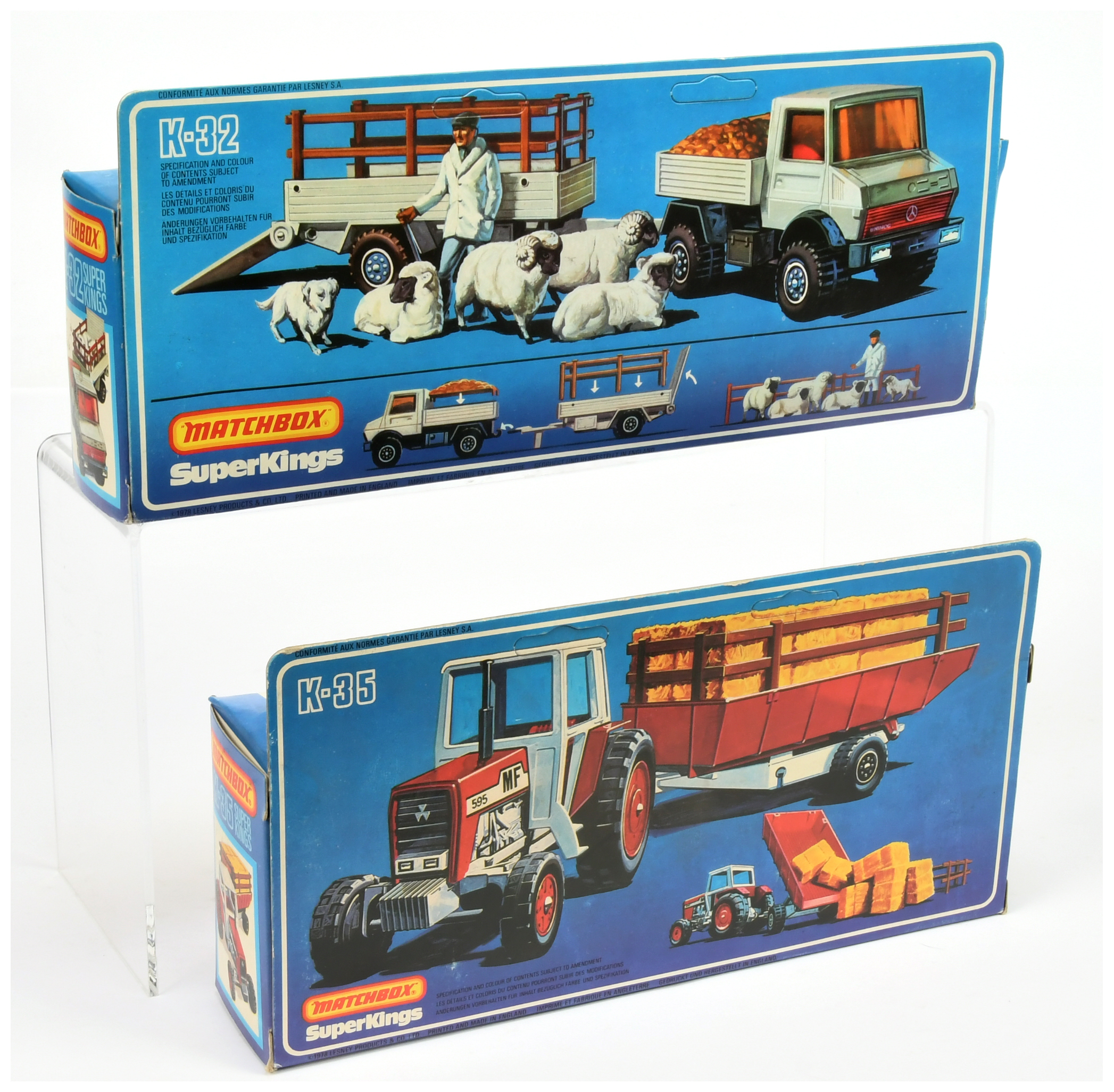 Matchbox Superkings  A Pair To Include (1) K32 Mercedes Unimog and farm trailer - Grey, black wit... - Image 2 of 2
