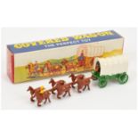 Matchbox The Prefect Toy by MICA - Covered Wagon - Green and white with 6 X brown horse and 2 fig...