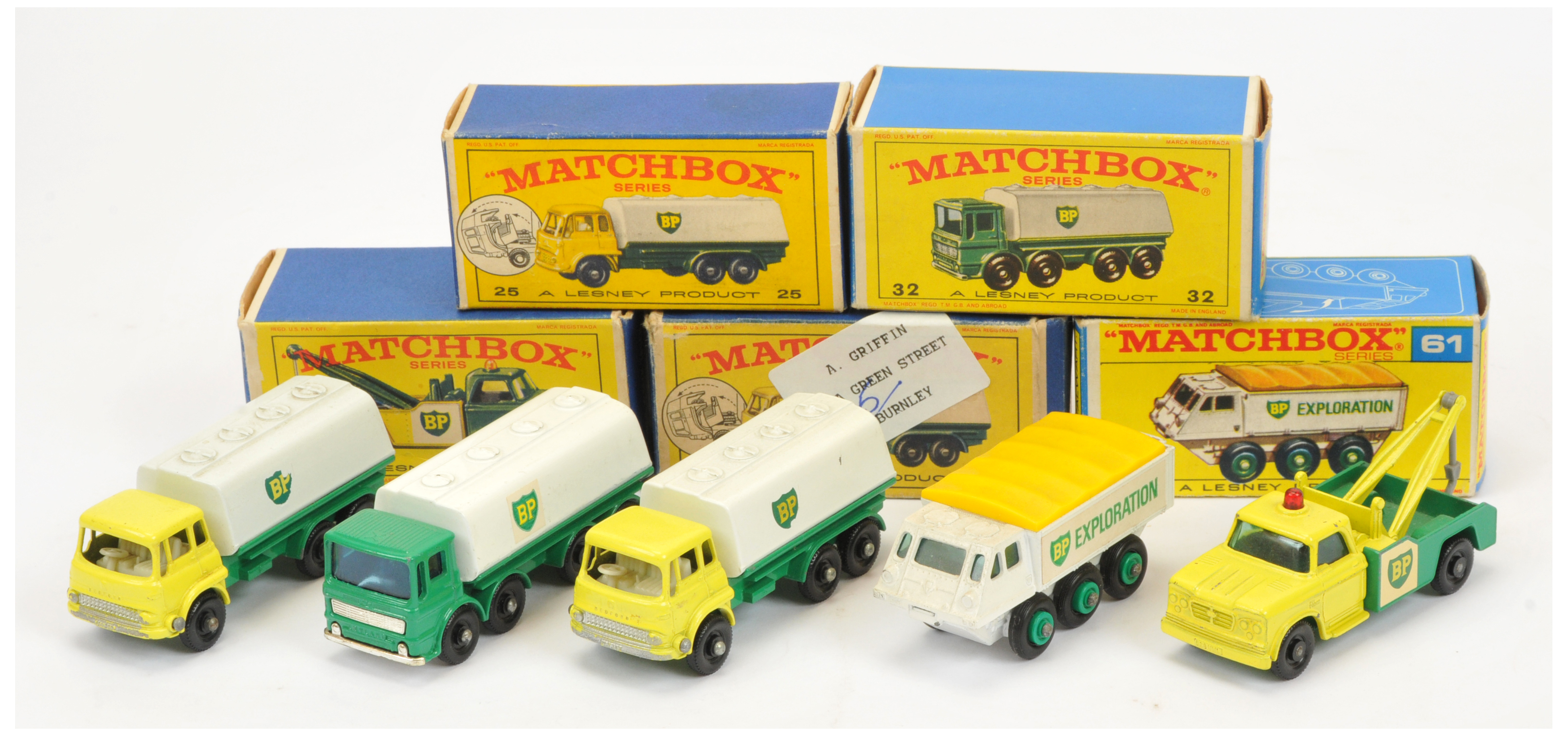Matchbox Regular Wheels boxed group (1) 13d Dodge Wreck Truck - lemon yellow cab and jib, green b...