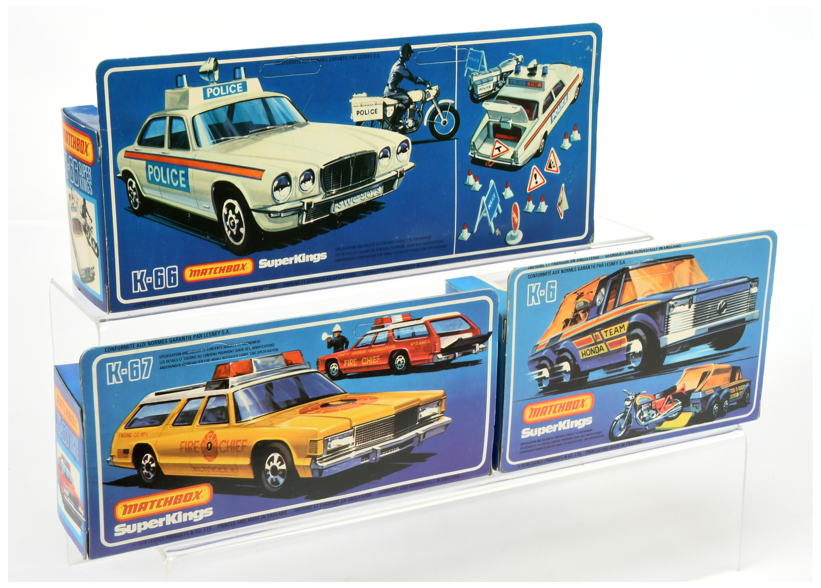 Matchbox Superkings  A Group 3 To Include (1) K6 Motorcycle transporter - Blue  with Hondarora Mo... - Image 2 of 2