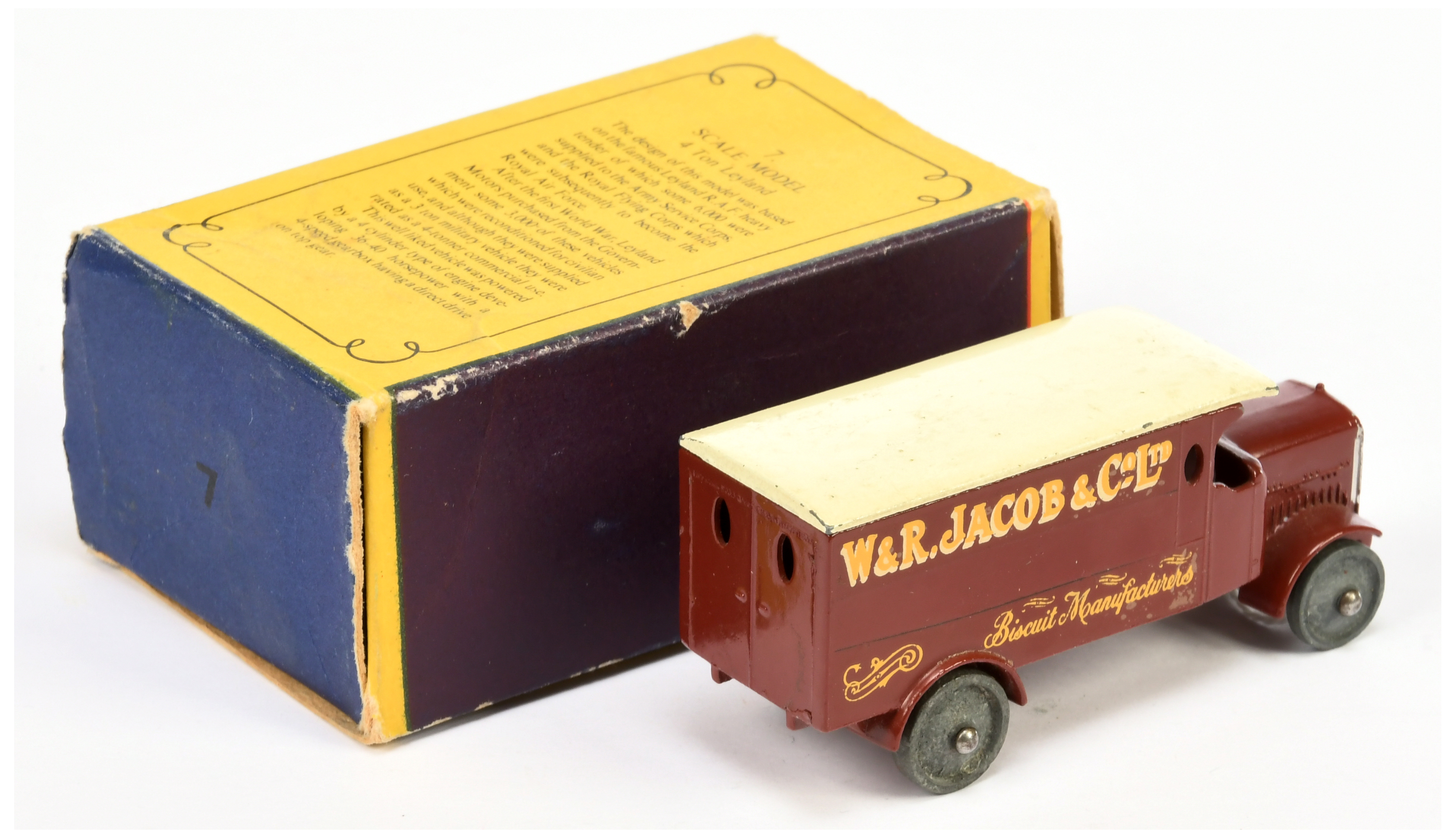 Matchbox Models of Yesteryear Y7 1918 4-ton Leyland Van "W & R Jacob & Co Ltd" - brown body with ... - Image 2 of 2