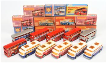Matchbox Superfast Group Of Buses To Include - 6 X Londoner "Berger Paints"  - silver, 5 X 65 Air...