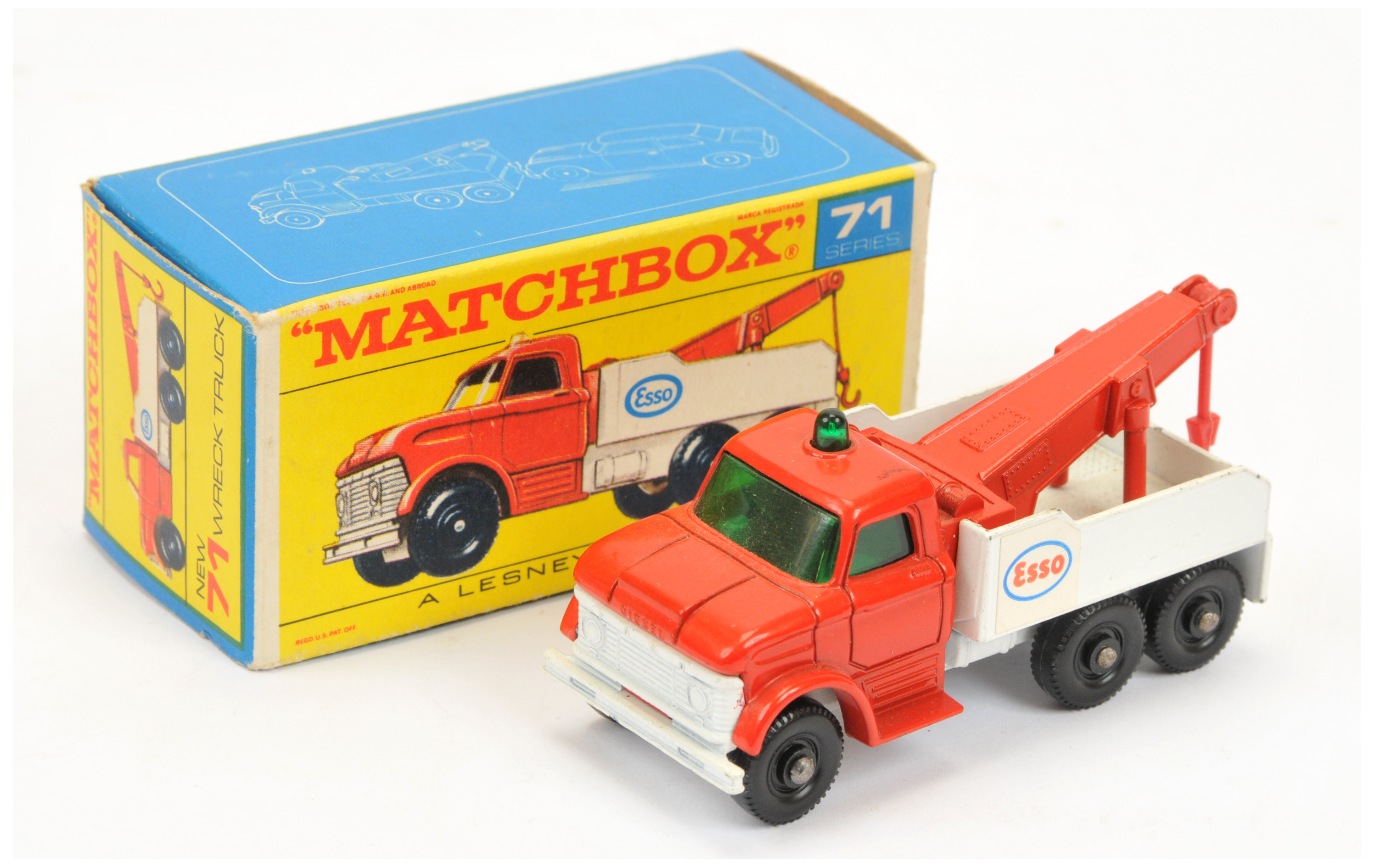 Matchbox Regular Wheels 71c Ford Esso Heavy Wreck Truck - red cab & jib with red plastic hook, da...