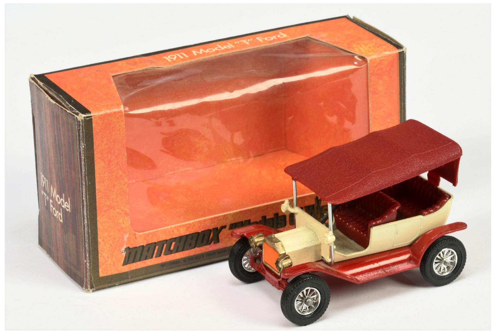 Matchbox Models of Yesteryear colour trial model Y1 1911Ford Model T Car - cream body, red chassi...