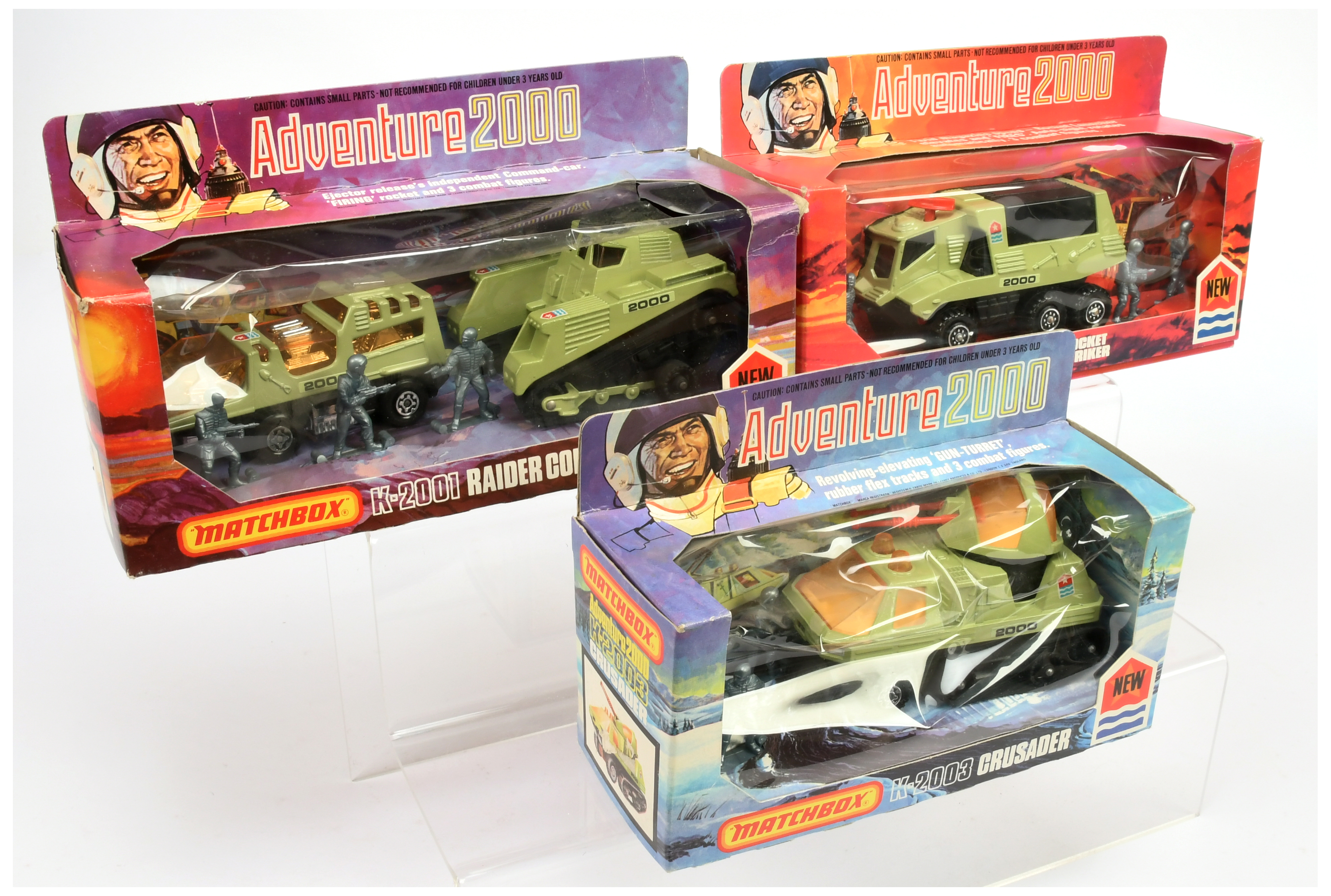 Matchbox Adventure 2000 Group Of 3 To Include - (1) K2001 Raider Command, (2) K2003 Crusader and ...