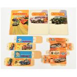 Matchbox Superfast group of Printers Sample unused blister pack backing cards including 1972 copy...