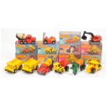 Matchbox Superfast A Group of 9 Construction Related To Include 15b Fork lift Truck - red and yel...