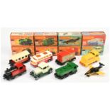 Matchbox Superfast Group Of 8 To Include - 25 Flat Car with Container, 47 Pannier Locomotive - Gr...