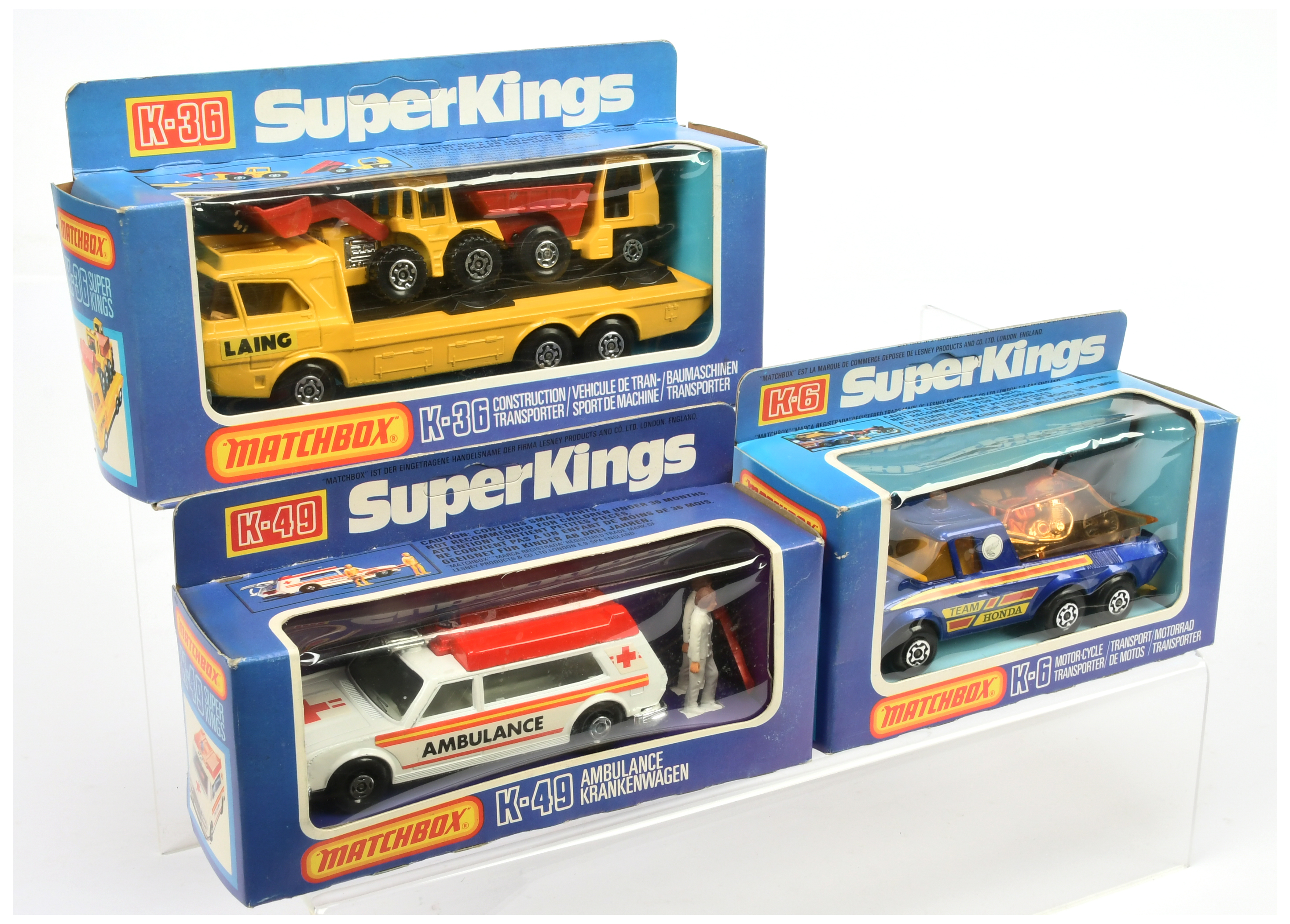Matchbox Superkings  A Group 3 To Include (1) K6 Motorcycle transporter - Blue  with Superfast Ho...